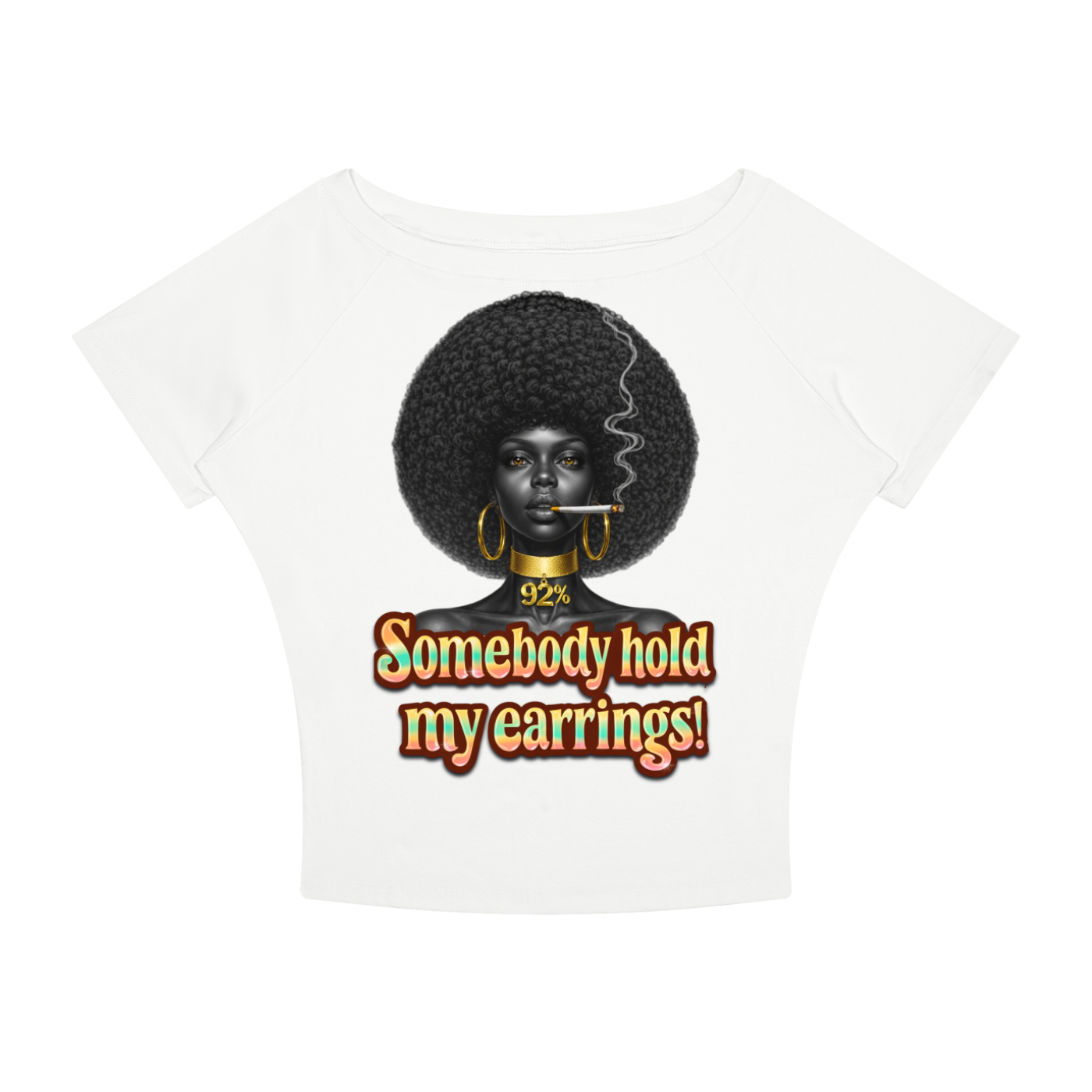 Somebody Hold My Earrings – Women's Boatneck Raglan Crop T-Shirt