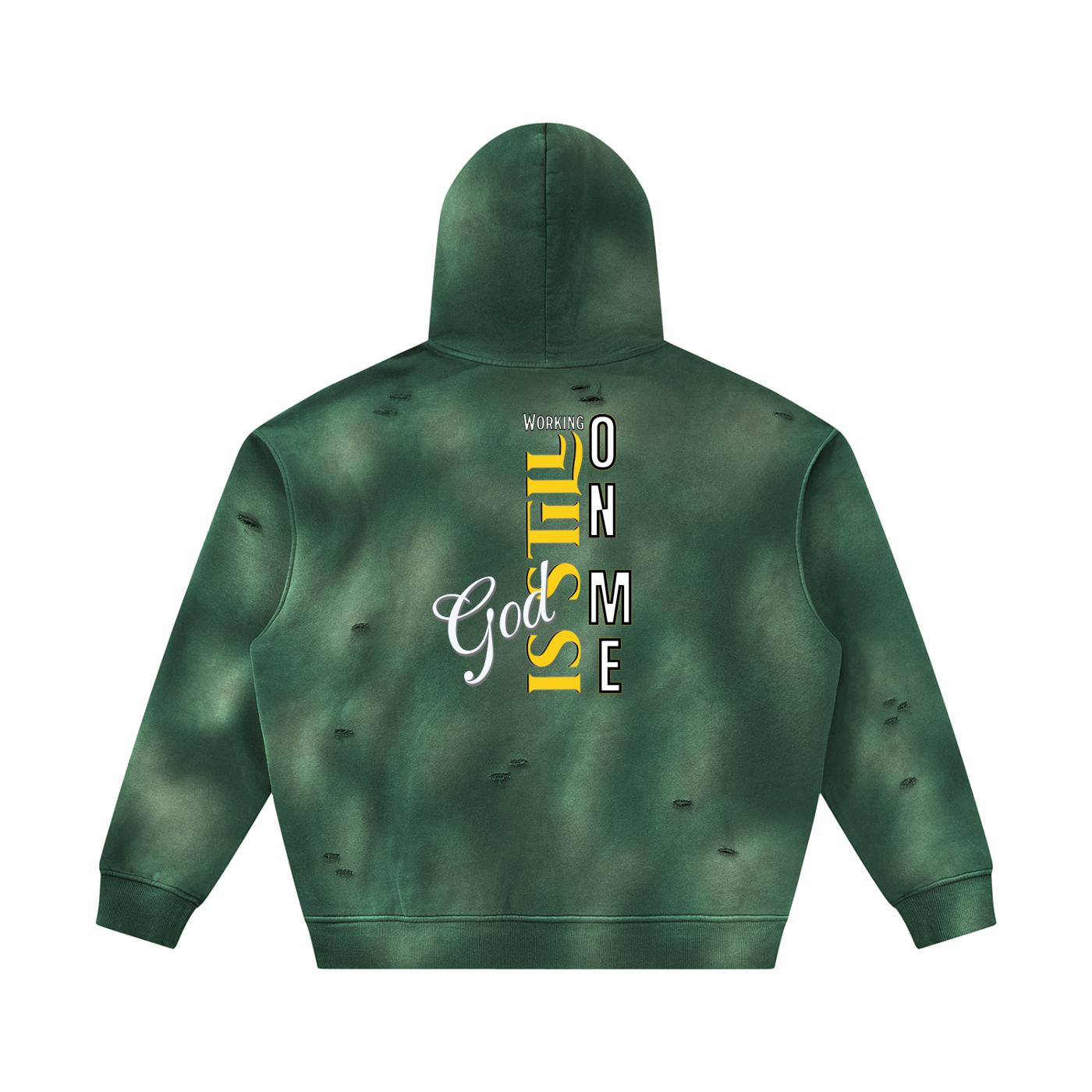 Unisex God's Working on Me Sunfade Frayed Fleece Hoodie – Vintage Washed