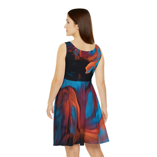 Vibrant Abstract Women's Skater Dress - Perfect for Summer Events & Parties, Cute Summer Dress for Women, One of a Kind Print