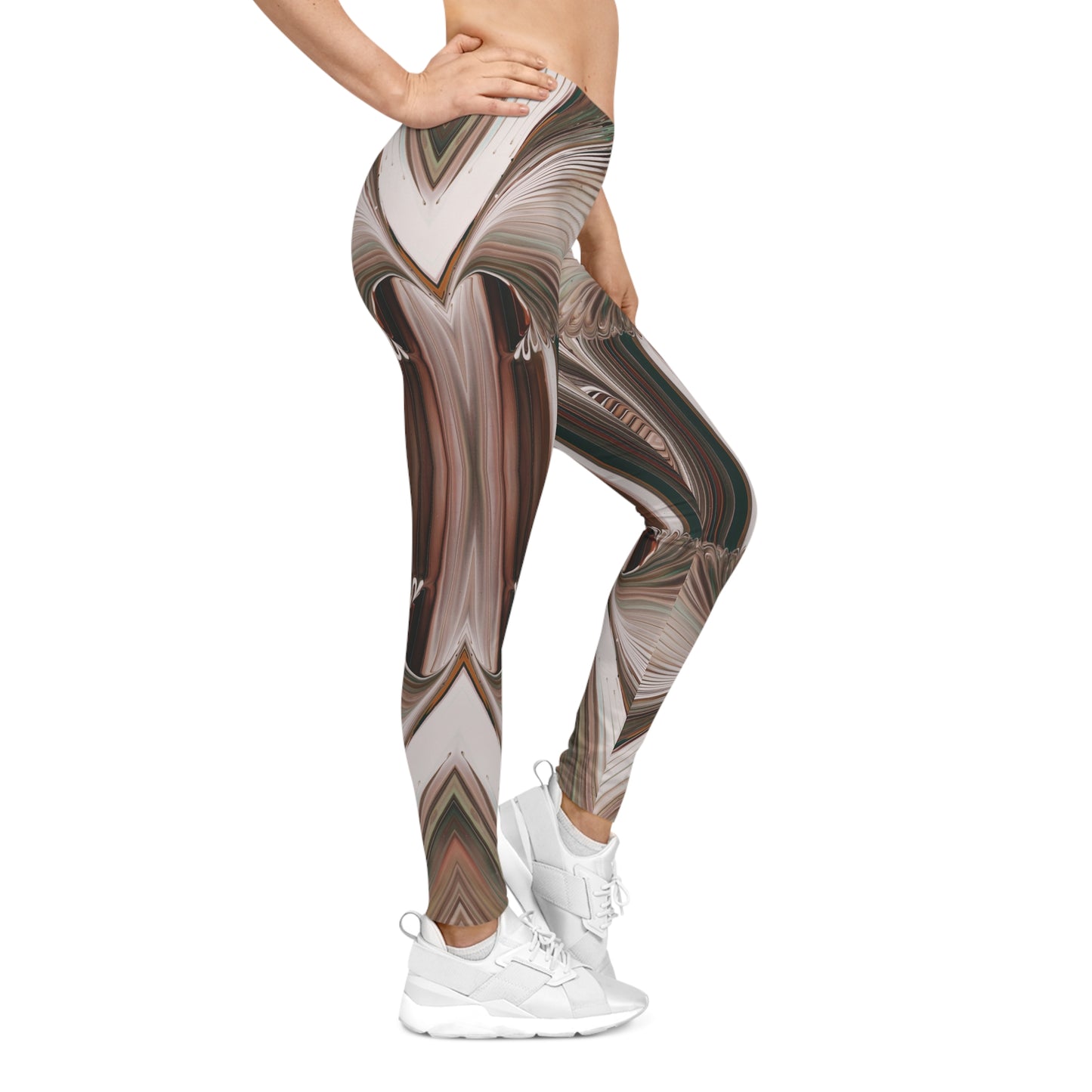 Abstract Earth-Tone Leggings — Boho Geometric Yoga Pants