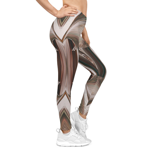 Abstract Earth-Tone Leggings — Boho Geometric Yoga Pants