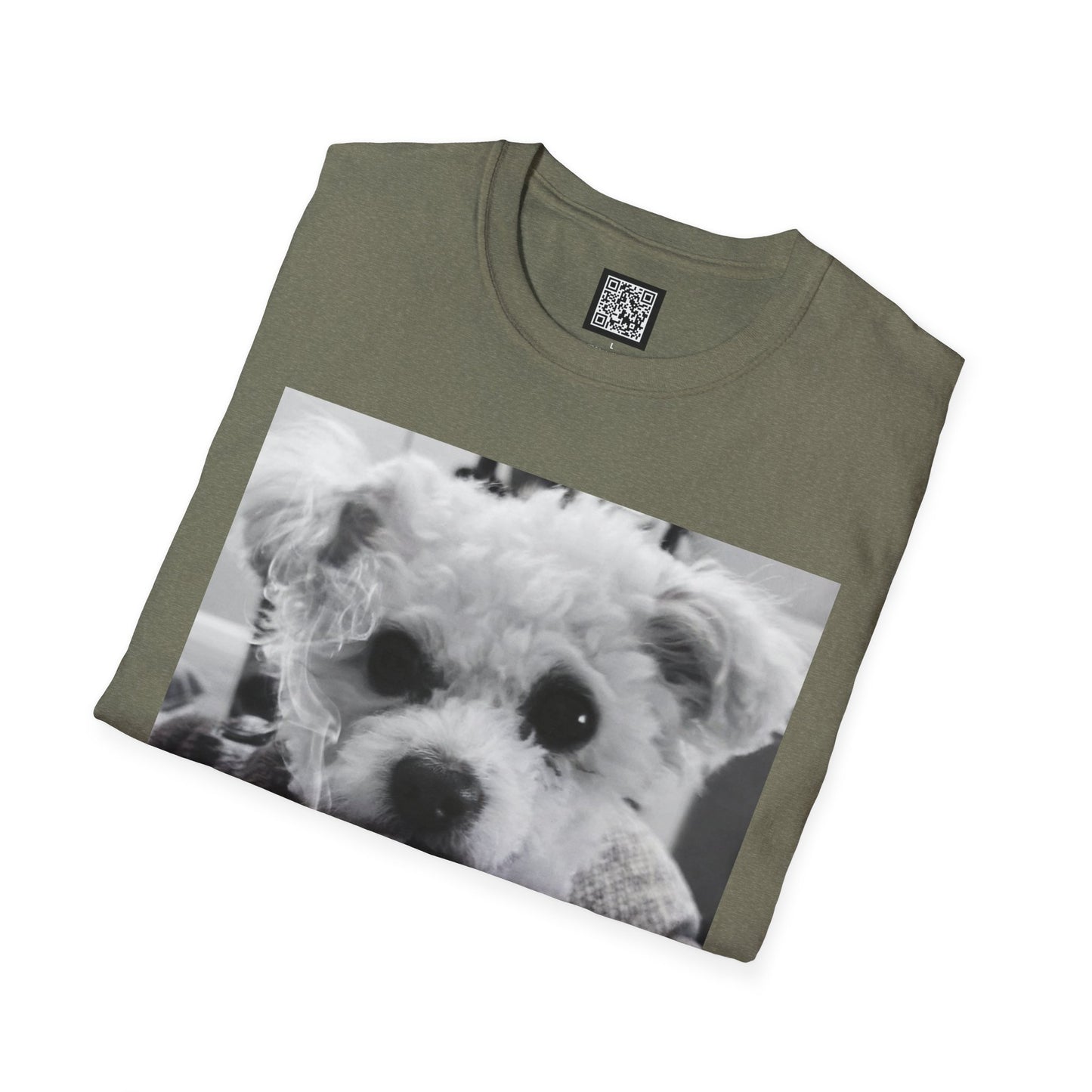 Personalized Smoking Puppy Photo T-Shirt — Retro Black & White Cute Dog Graphic Tee