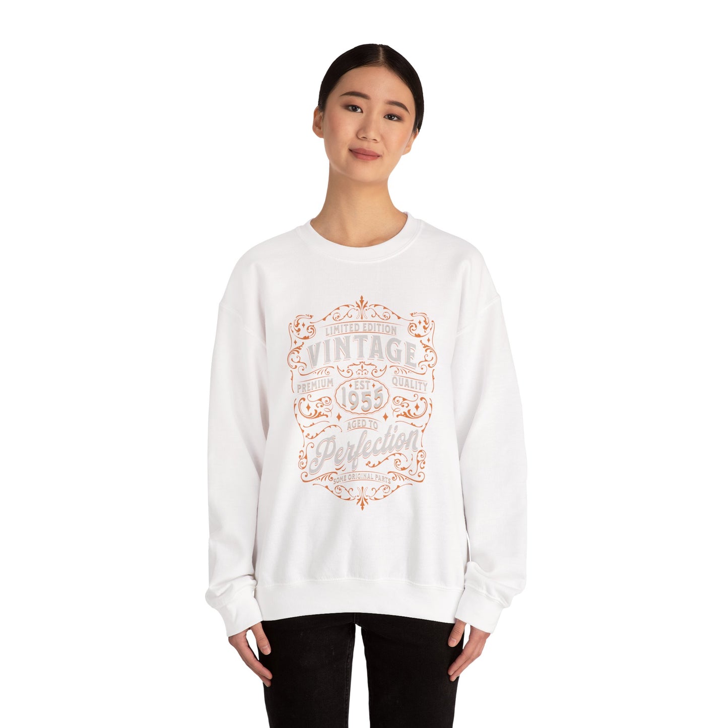 Personalized Vintage Perfection Crewneck Sweatshirt – Retro Graphic Pullover Shirt