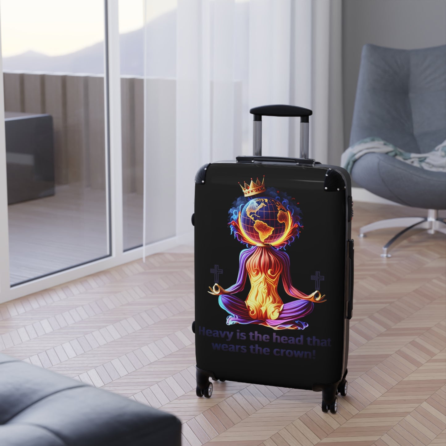 "Heavy is the Head" Travel Suitcase, Women Custom Suitcase, Inspirational Suitcase for Women, Colorful Suitcase for Women
