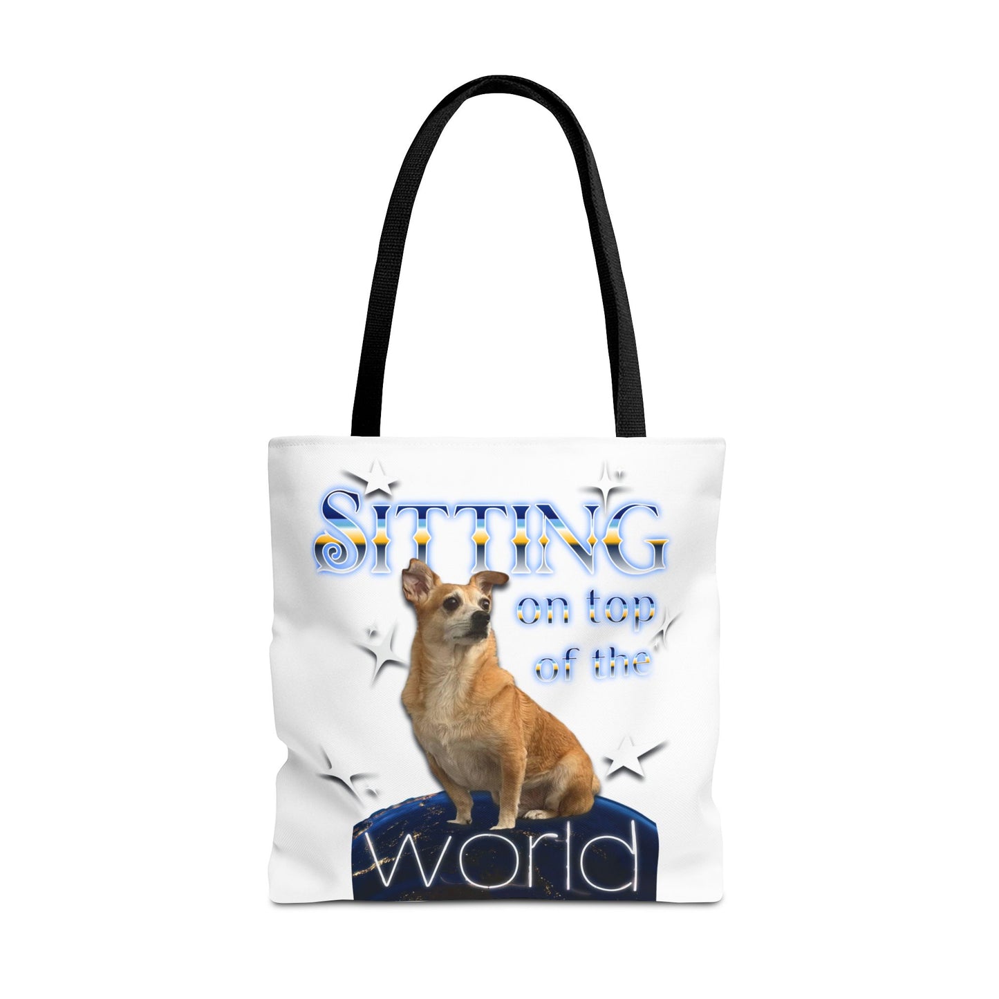 Personalized Tote Bag — "Sitting on Top of the World" Corgi Tote
