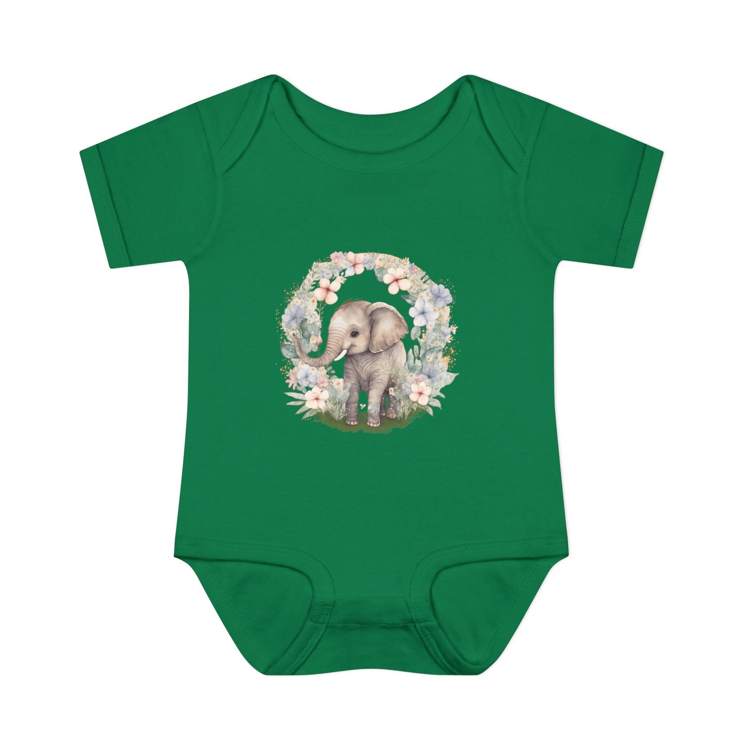 Elephant Baby Bodysuit, Cute Infant Outfit, Baby Shower Gift, Gender Neutral, Woodland Theme, Floral Design, Newborn Clothing