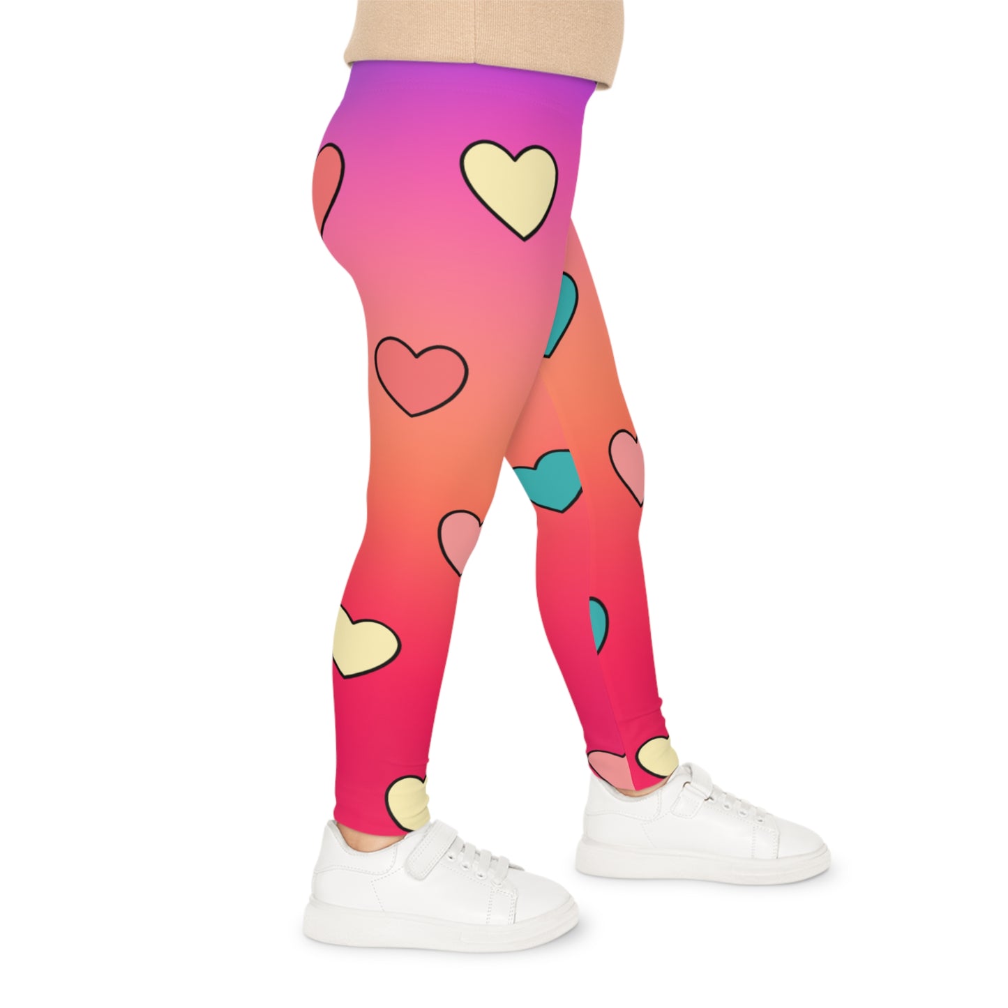 Colorful Heart Kids Leggings, Stylish & Fun Leggings for Active Play, Cute Girls Heart Print Leggings,