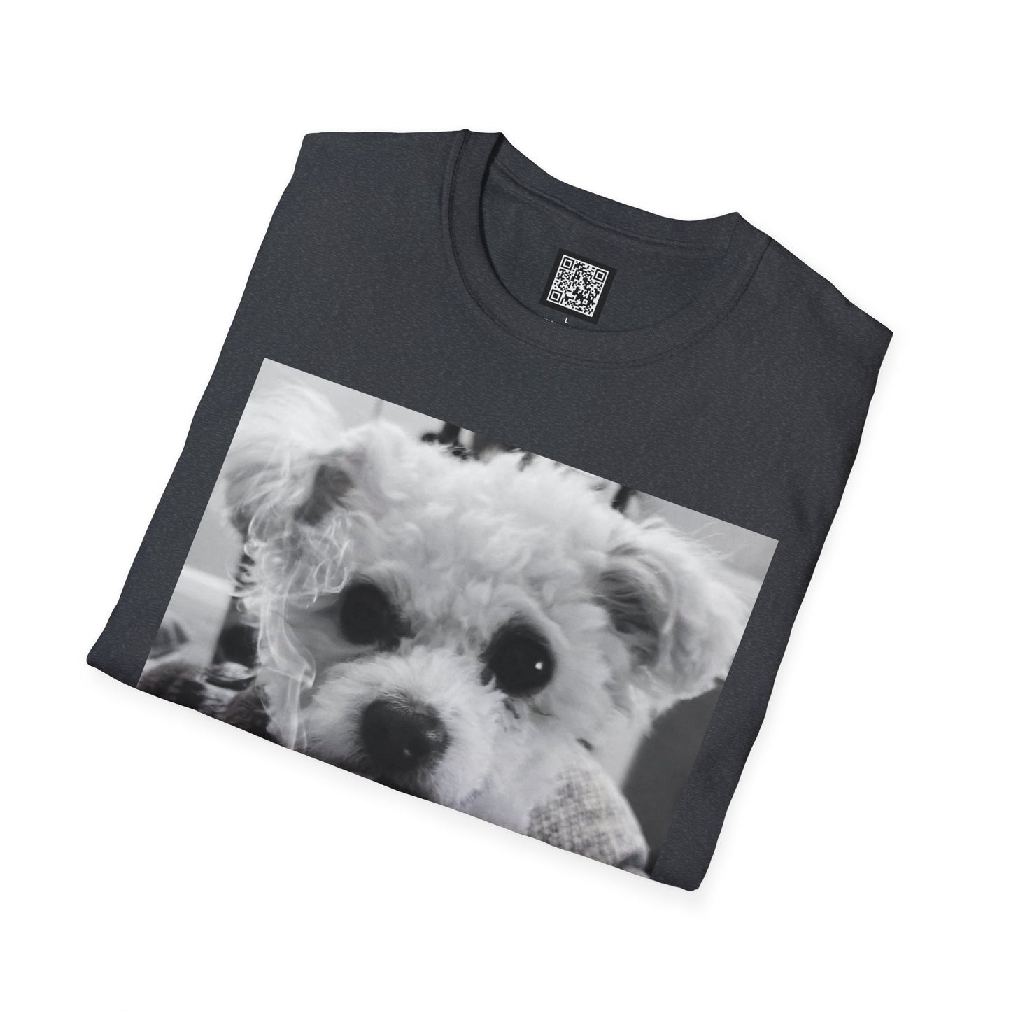 Personalized Smoking Puppy Photo T-Shirt — Retro Black & White Cute Dog Graphic Tee