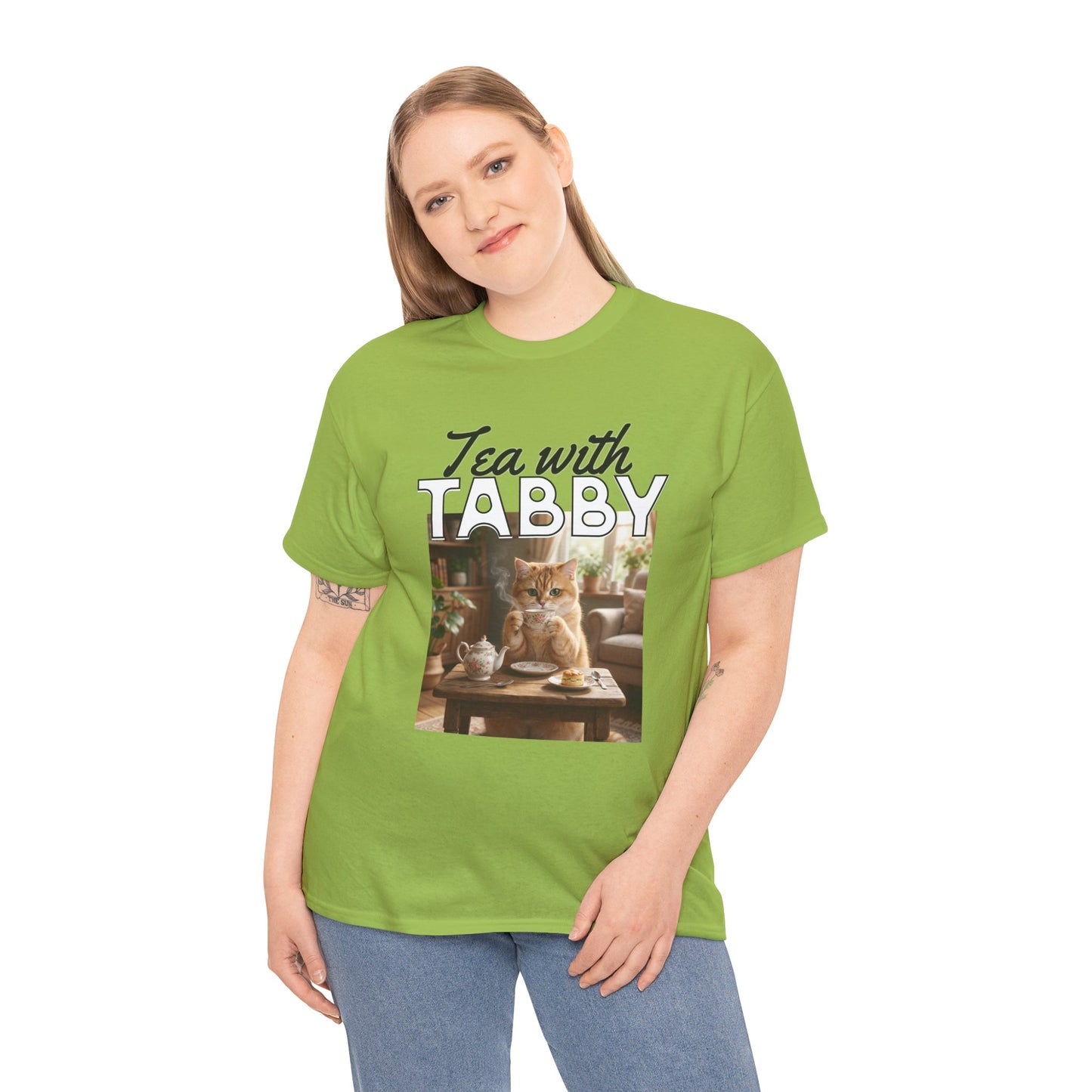 Personalized Tea with Tabby T-Shirt — Custom Cozy Cat Graphic Tee
