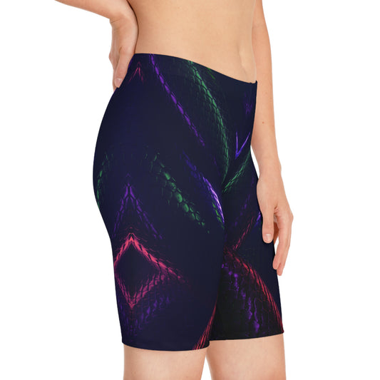 Women's Stylish Snakeskin Print Bike Shorts with Vibrant Design