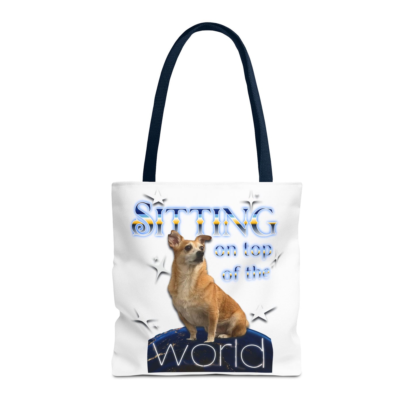 Personalized Tote Bag — "Sitting on Top of the World" Corgi Tote
