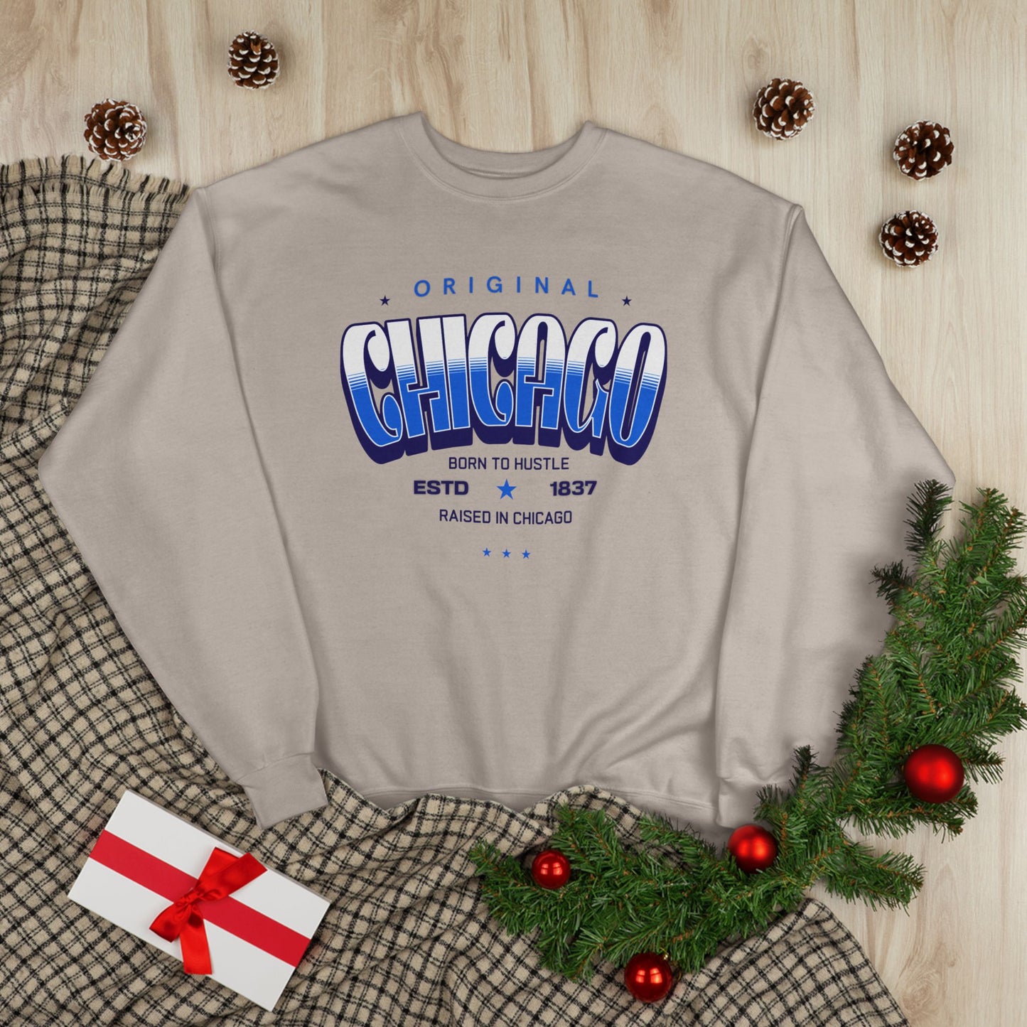 Chicago Hustle EcoSmart Crewneck Sweatshirt, Unisex Sweatshirt, Gift for Chicago Lovers, Trendy Streetwear, Casual Wear, Cozy Sweatshirt