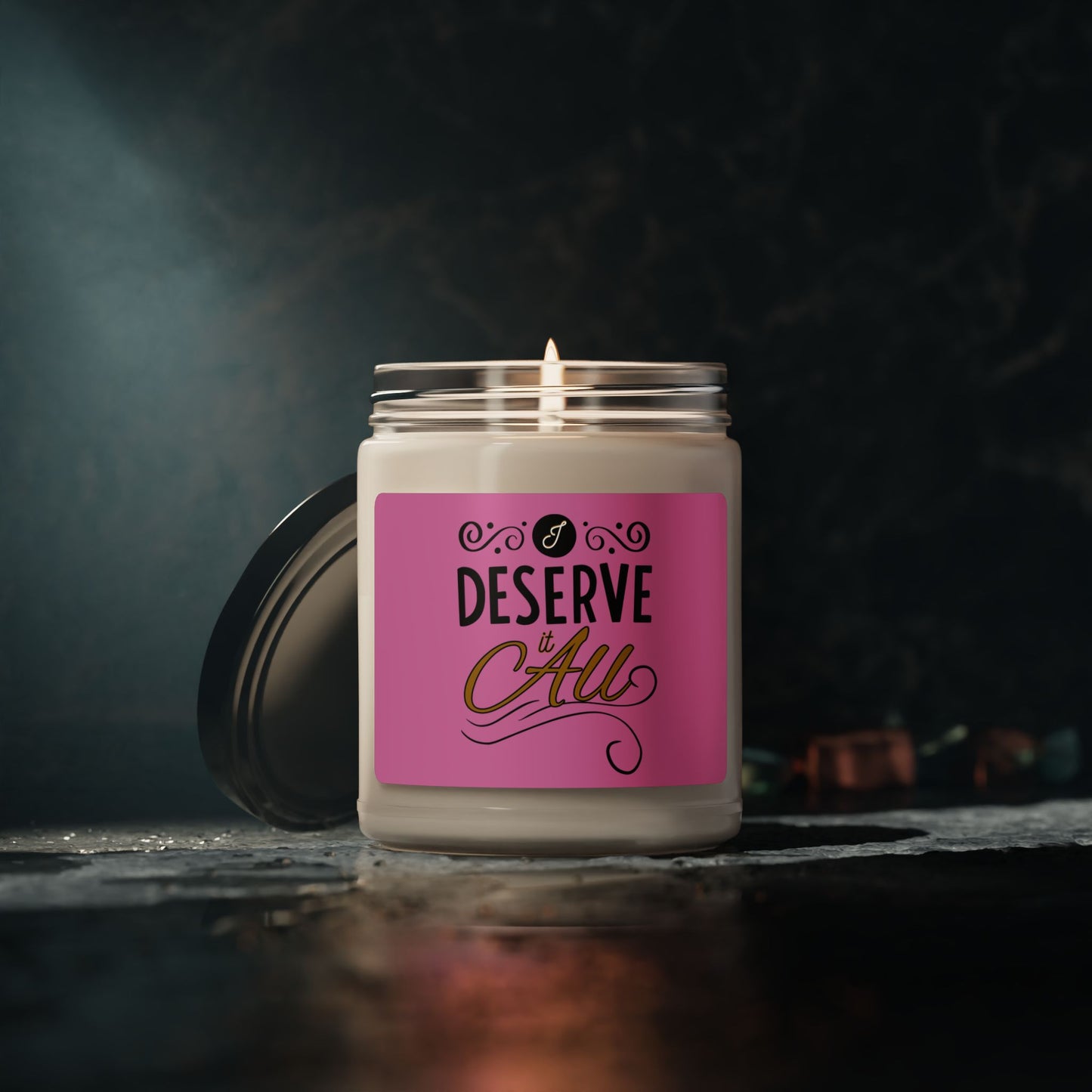 "I Deserve It All" Scented Soy Candle, 9oz, 50-60 Hours of Burning Time, 100% Natural Soy Blend,