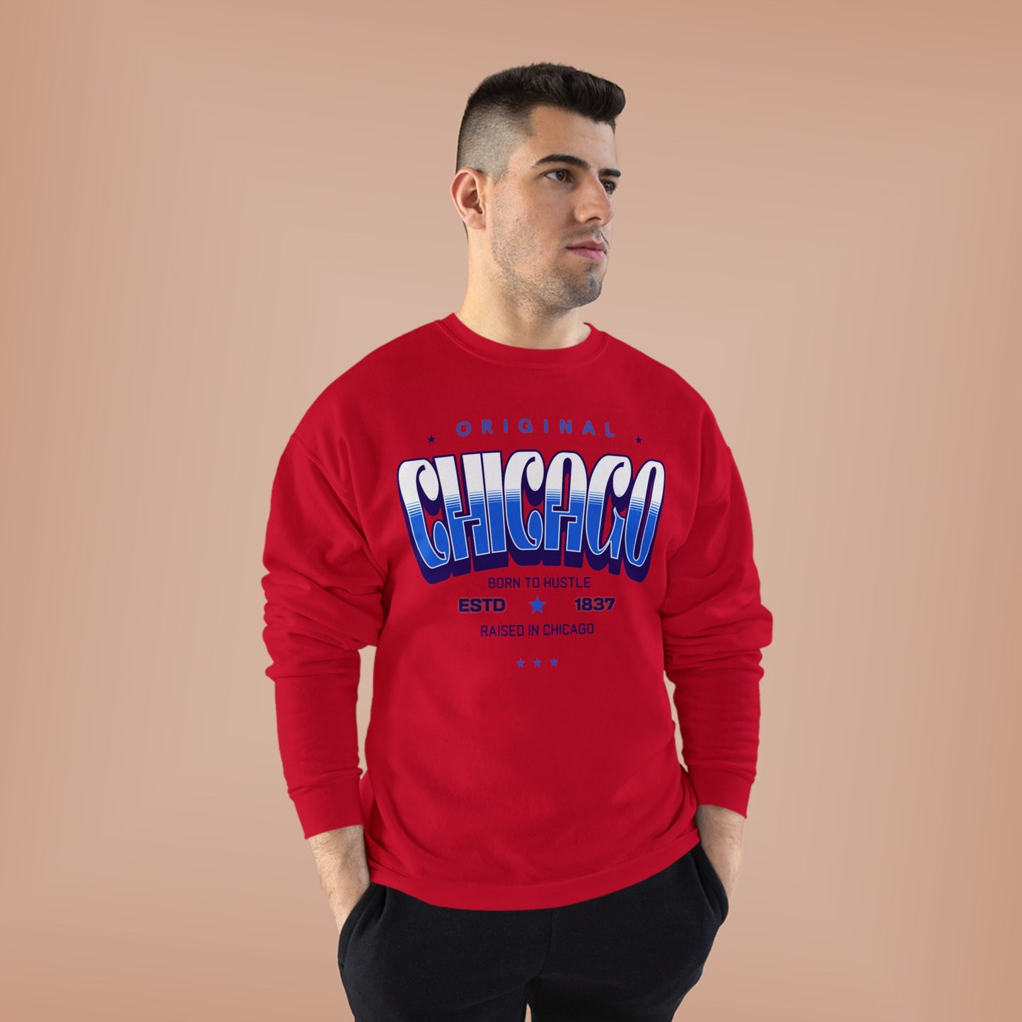 Chicago Hustle EcoSmart Crewneck Sweatshirt, Unisex Sweatshirt, Gift for Chicago Lovers, Trendy Streetwear, Casual Wear, Cozy Sweatshirt