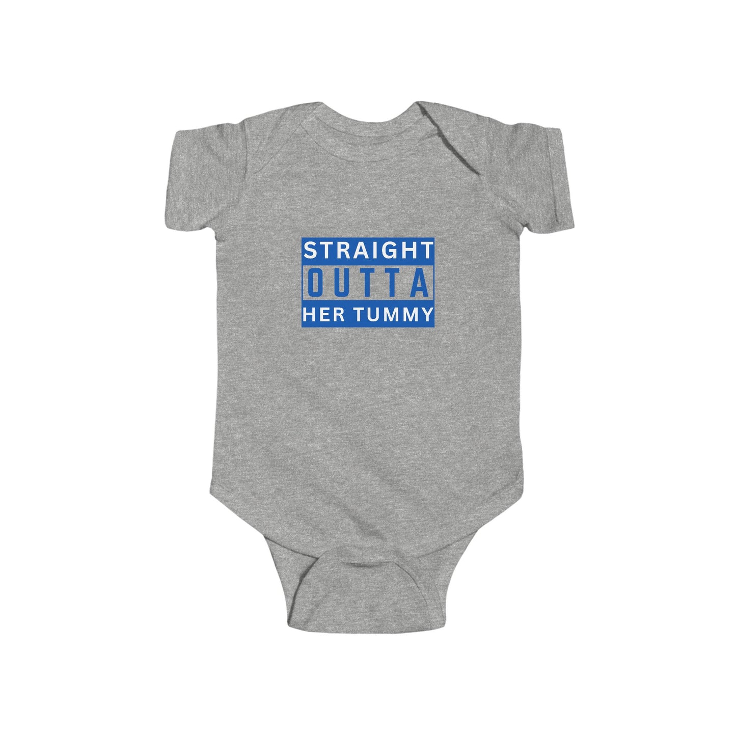 Straight Outta Her Tummy Infant Boys Fine Jersey Bodysuit, Funny Baby Onesie, Cute Baby Boy Onesie from 0-24 Months, Cute Baby Shower Gift