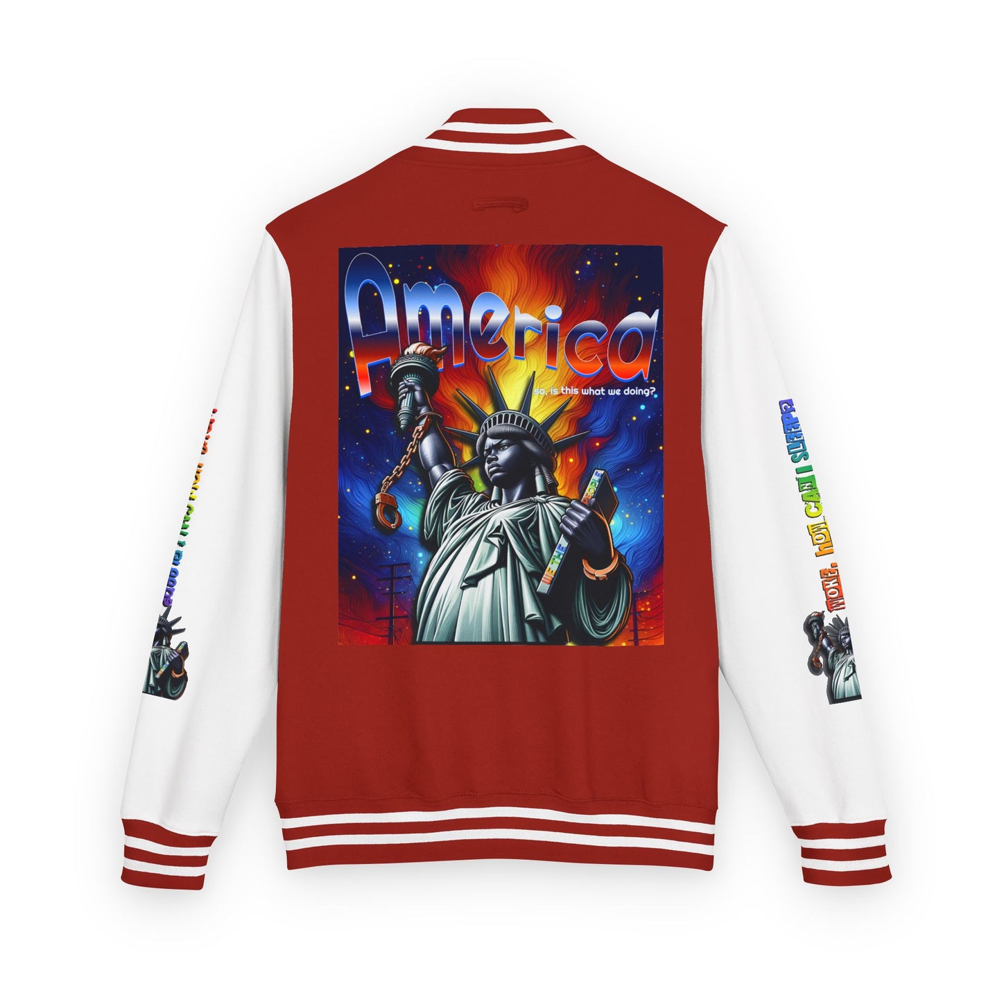 Letterman Jacket — 'America' Statue of Liberty Retro Graphic