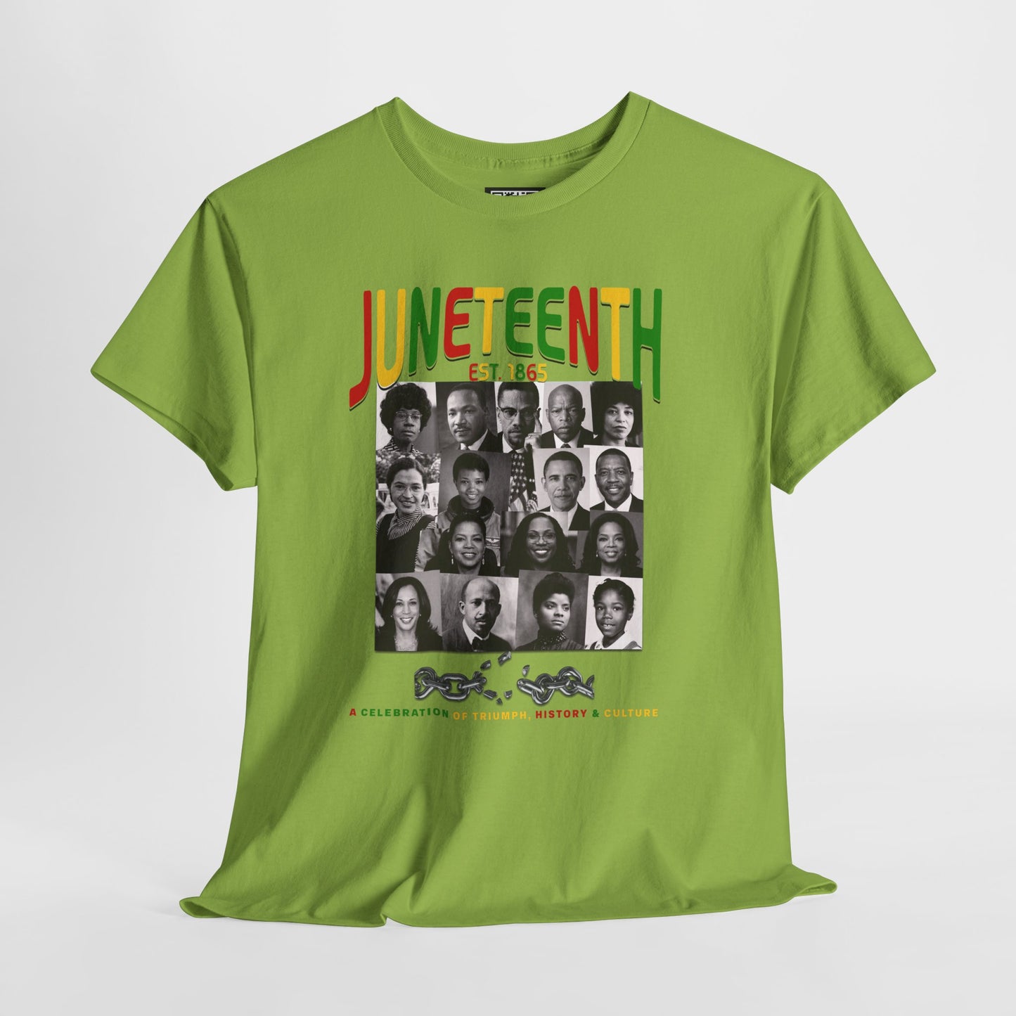 Juneteenth Celebration T-Shirt – "Let Freedom Ring" Colorful Chain Design (Est. 1865)