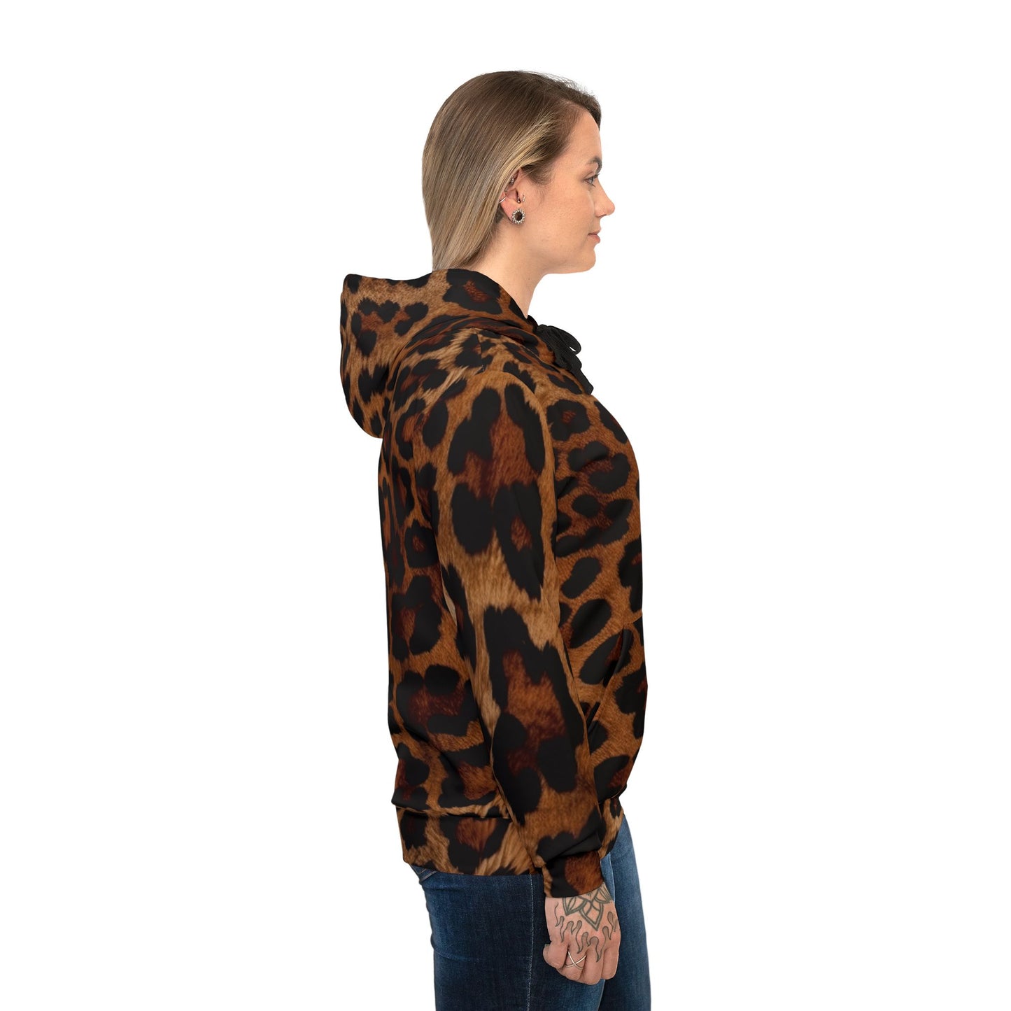 Wild Leopard Print Athletic Hoodie - Trendy Casual Street Style Hoodie, Leopard Print Pullover, Gym Essentials, Unique Unisex Gift Idea