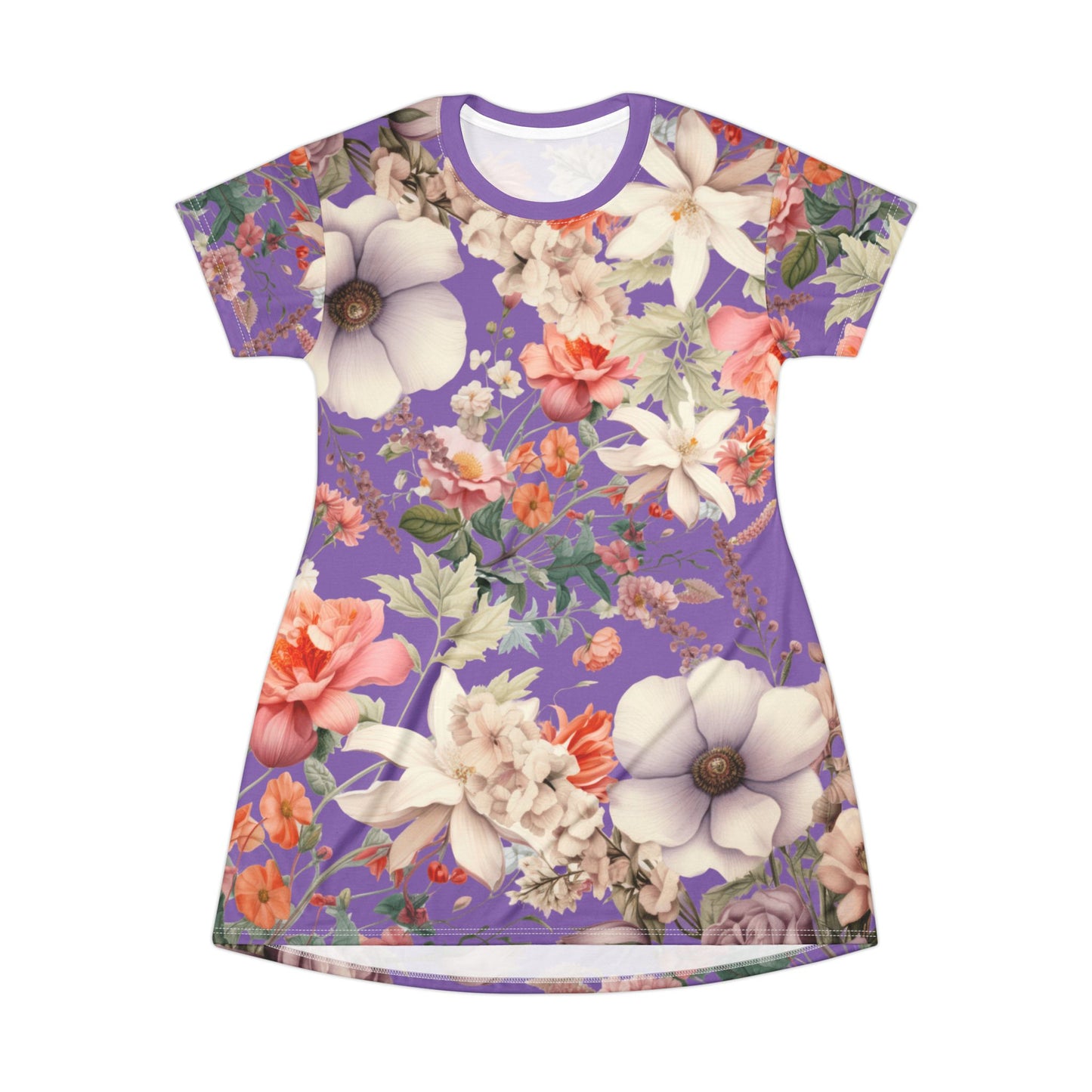 Cute Floral T-Shirt Dress, Boho Chic Mini Dress, Summer Casual Wear, Perfect Gift for Her, Festival Outfit, Everyday Comfort