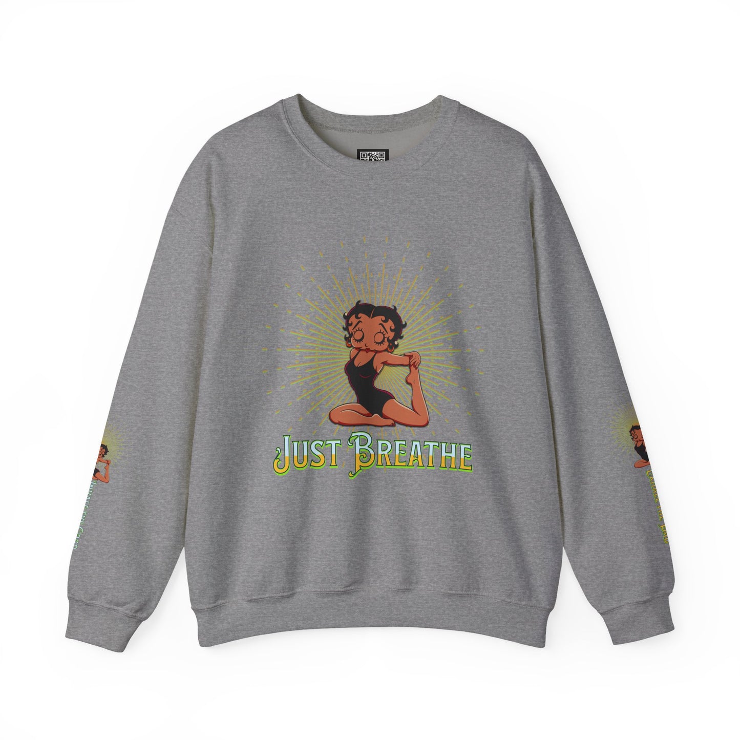Just Breathe Crewneck Yoga Inspired Sweatshirt, Betty Boop Yoga Sweatshirt, Betty Boop Activewear Shirt,