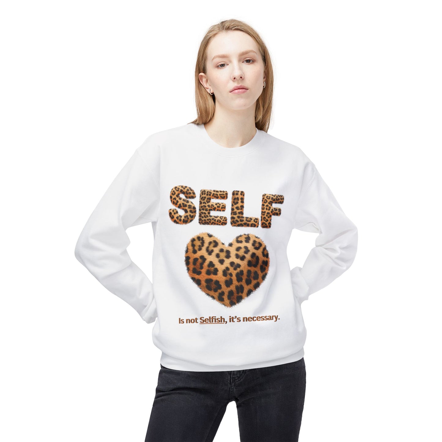 "Self-Love is not Selfish" Unisex Midweight Crewneck Sweatshirt, Women Empowerment Sweatshirt, Love Yourself Shirt