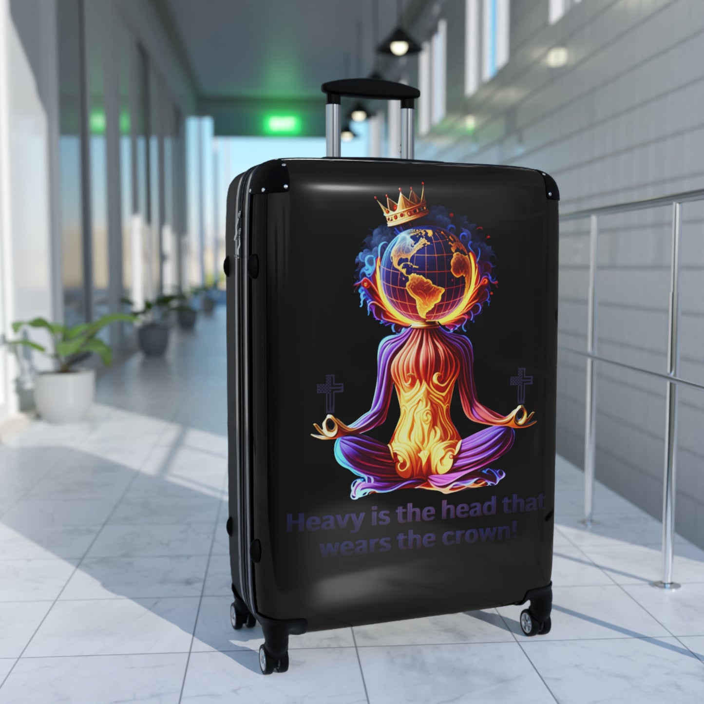 "Heavy is the Head" Travel Suitcase, Women Custom Suitcase, Inspirational Suitcase for Women, Colorful Suitcase for Women