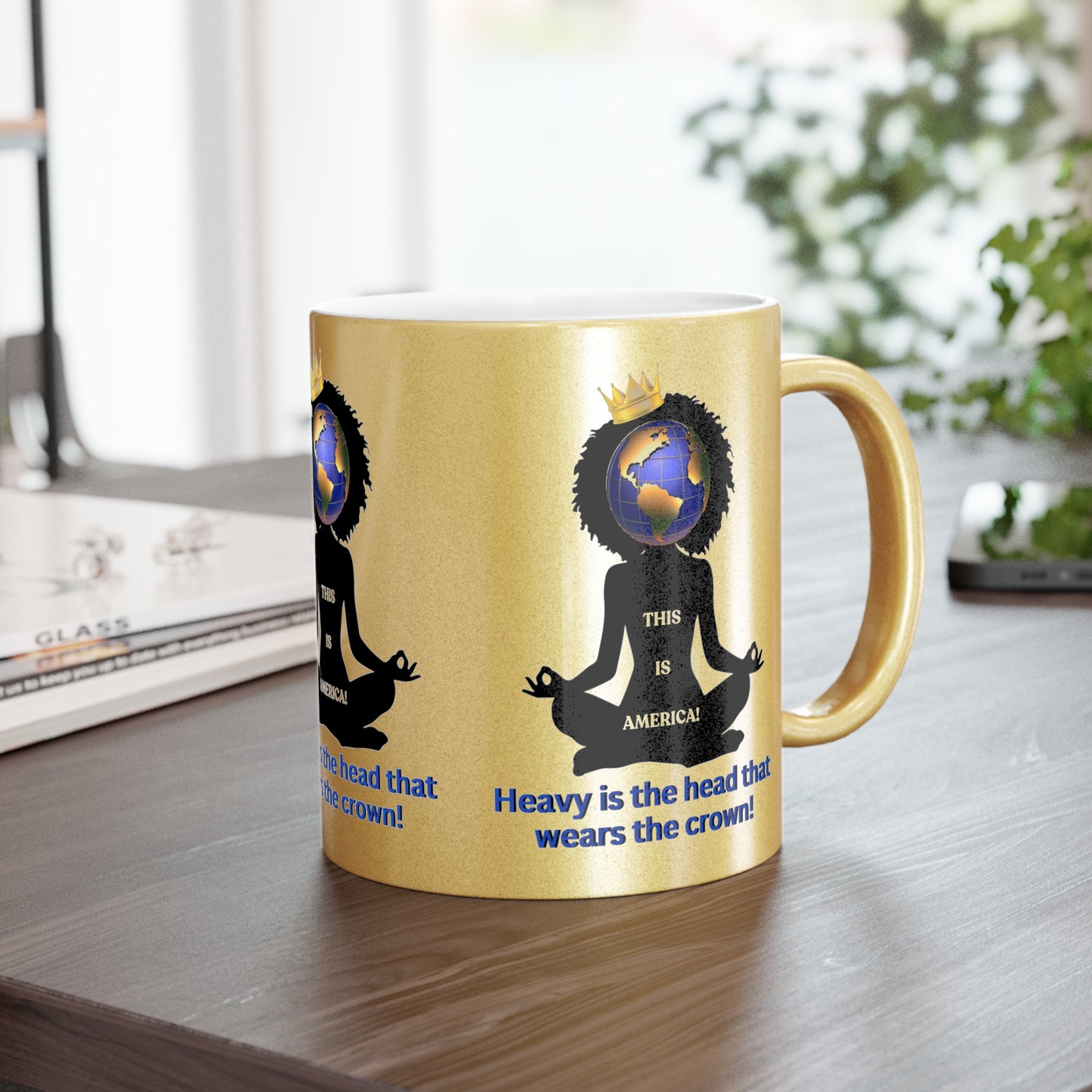 Heavy is the Head Woman Metallic Mug (Silver\Gold), Gift for Mother's Day, Perfect Grandma Gifts