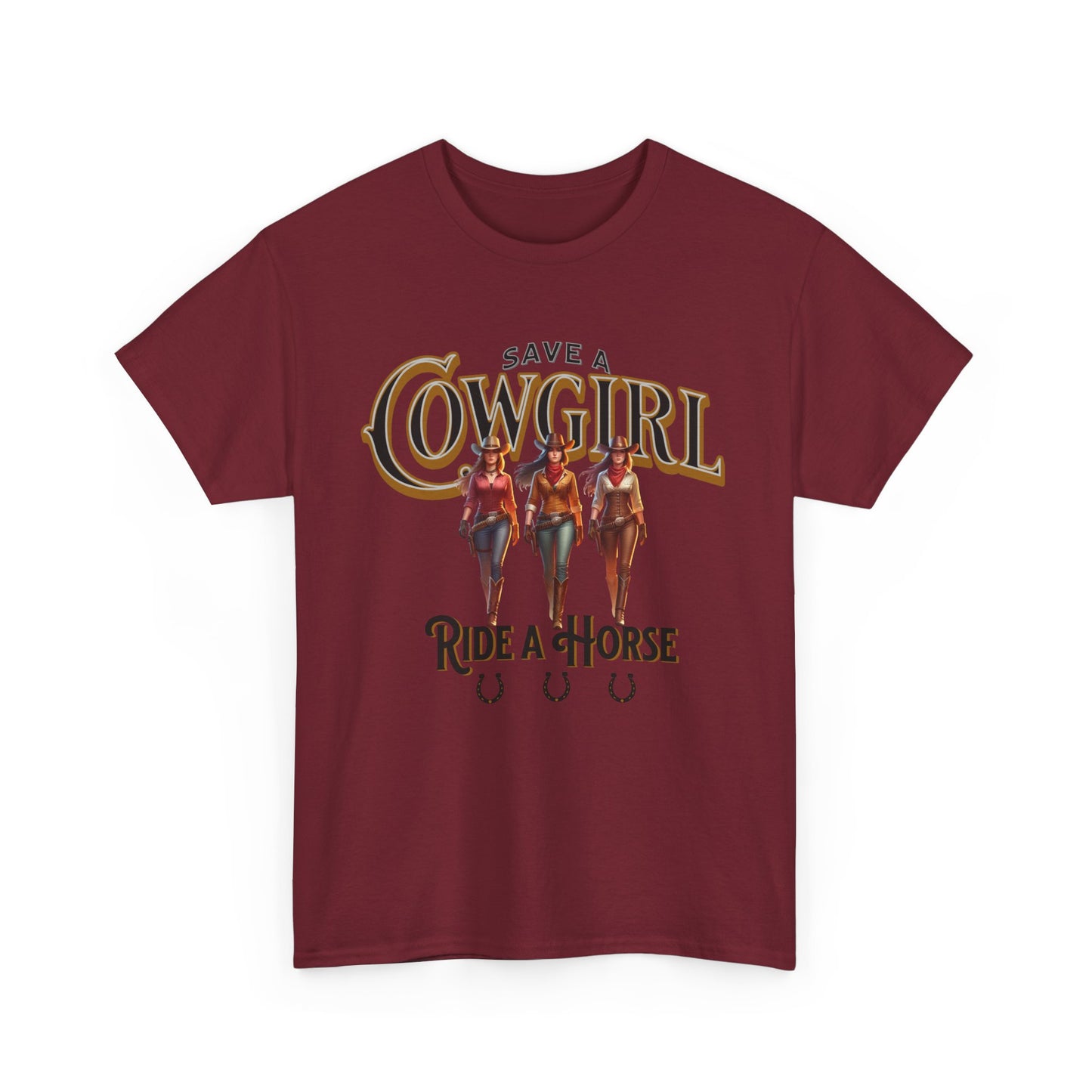 Save a Cowgirl Ride a Horse, Humorous Cowgirl T-Shirt, Cute Cowgirl Shirt for a Gift, Funny Cowgirl T-Shirt for Women, Horse Lover Shirt