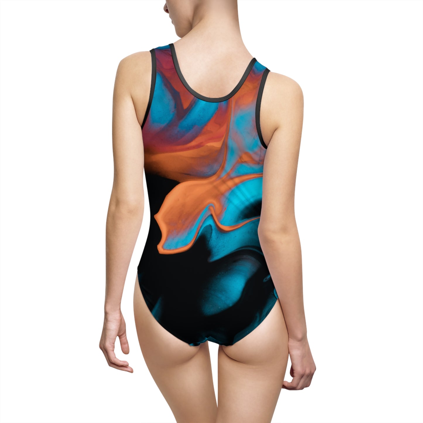 Vibrant Women's Classic One-Piece Swimsuit - Abstract Art Design, Perfect for Summer Fun, Sizes XS to 3XL