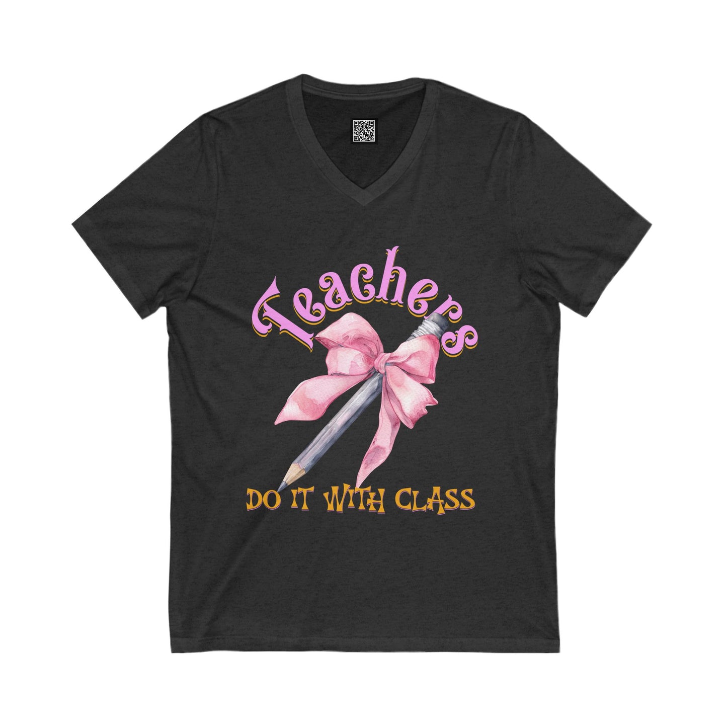 Teacher Appreciation V-Neck Tee, Gifts for Educators, Coquette Bow Back to School Shirt, Teachers Day T-Shirt, Fun Teacher Gift