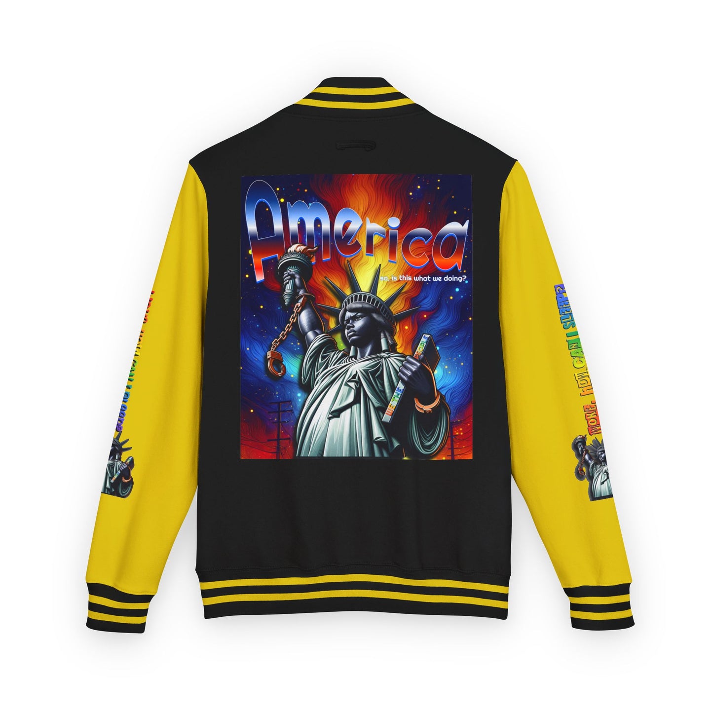 Letterman Jacket — 'America' Statue of Liberty Retro Graphic