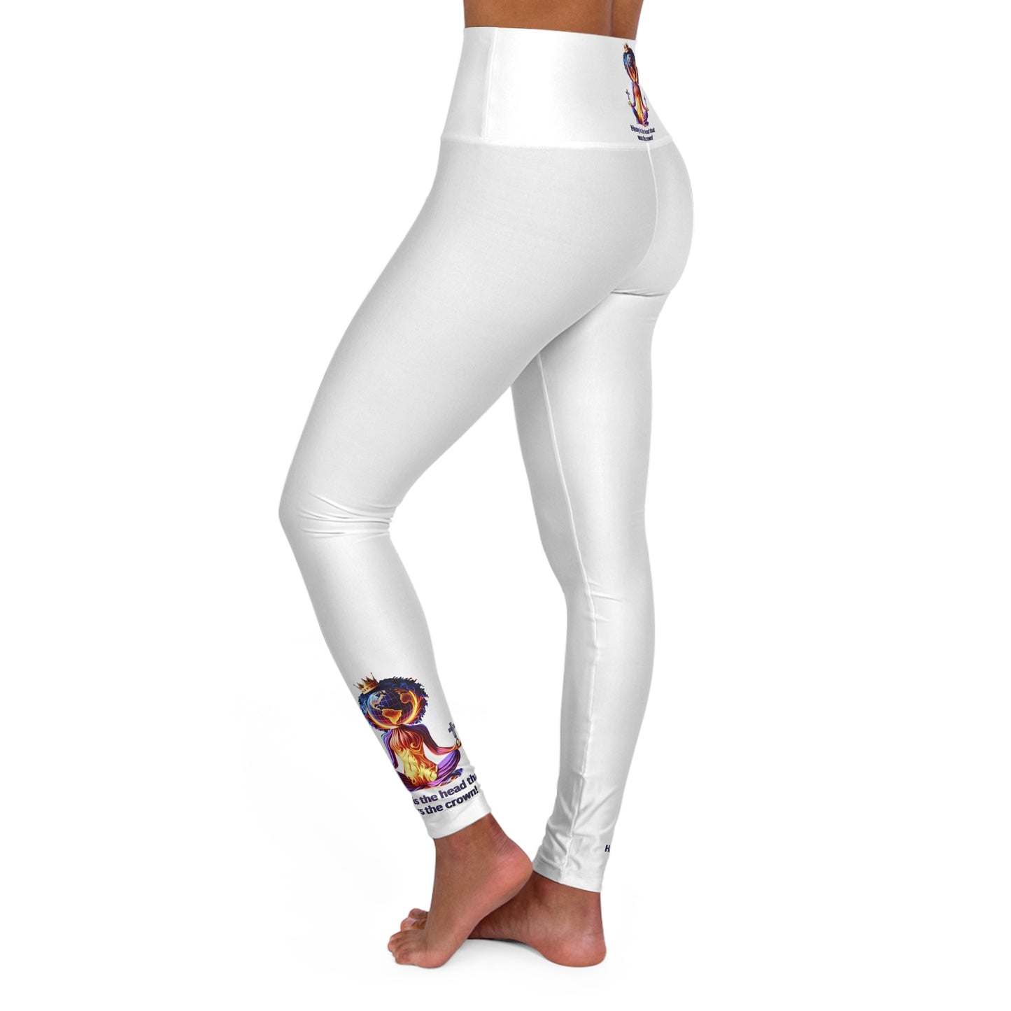"Heavy is the Head" High-Waisted Yoga Leggings for Women, Inspirational Yoga Pants for Ladies, Perfect Gift for Yoga Enthusiast