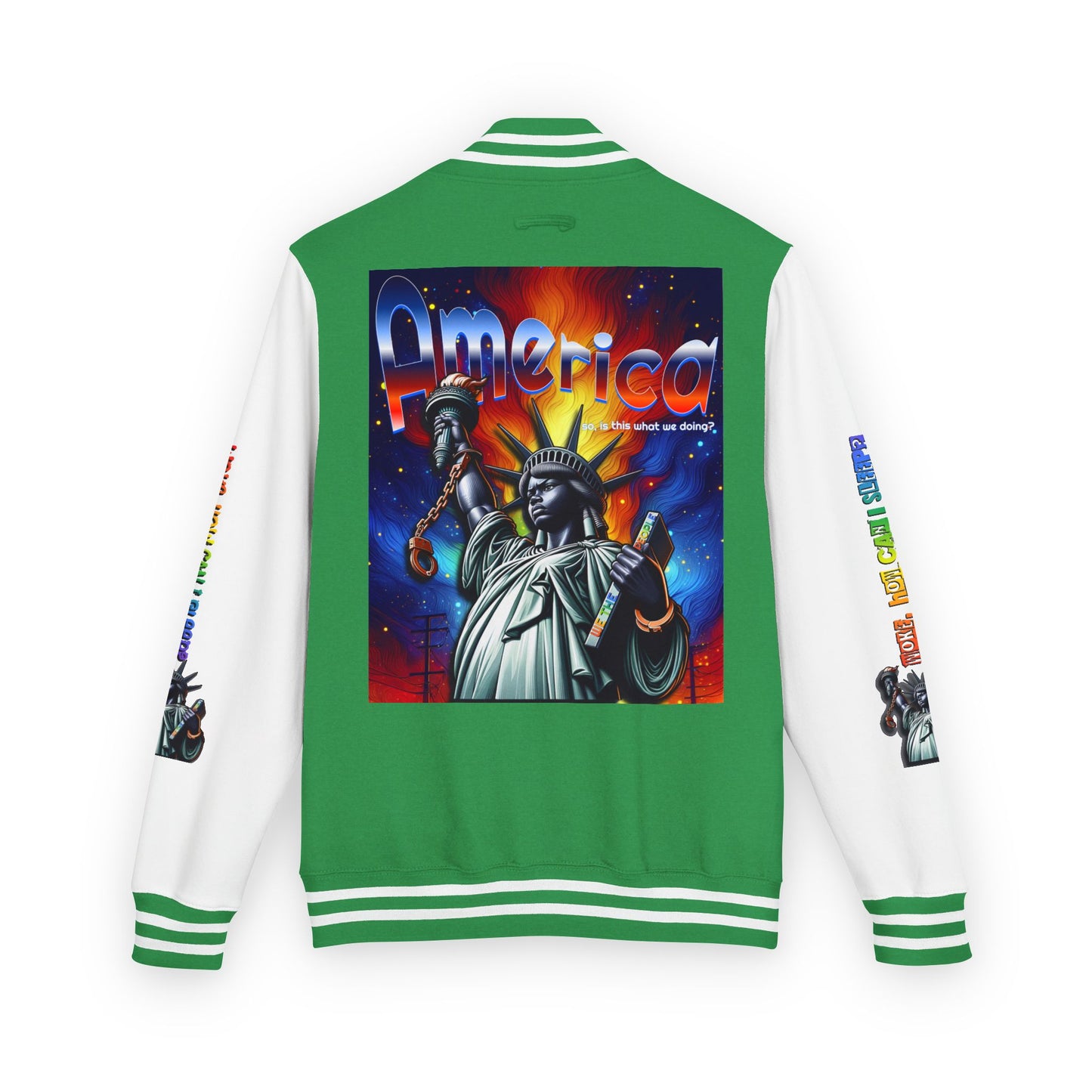 Letterman Jacket — 'America' Statue of Liberty Retro Graphic