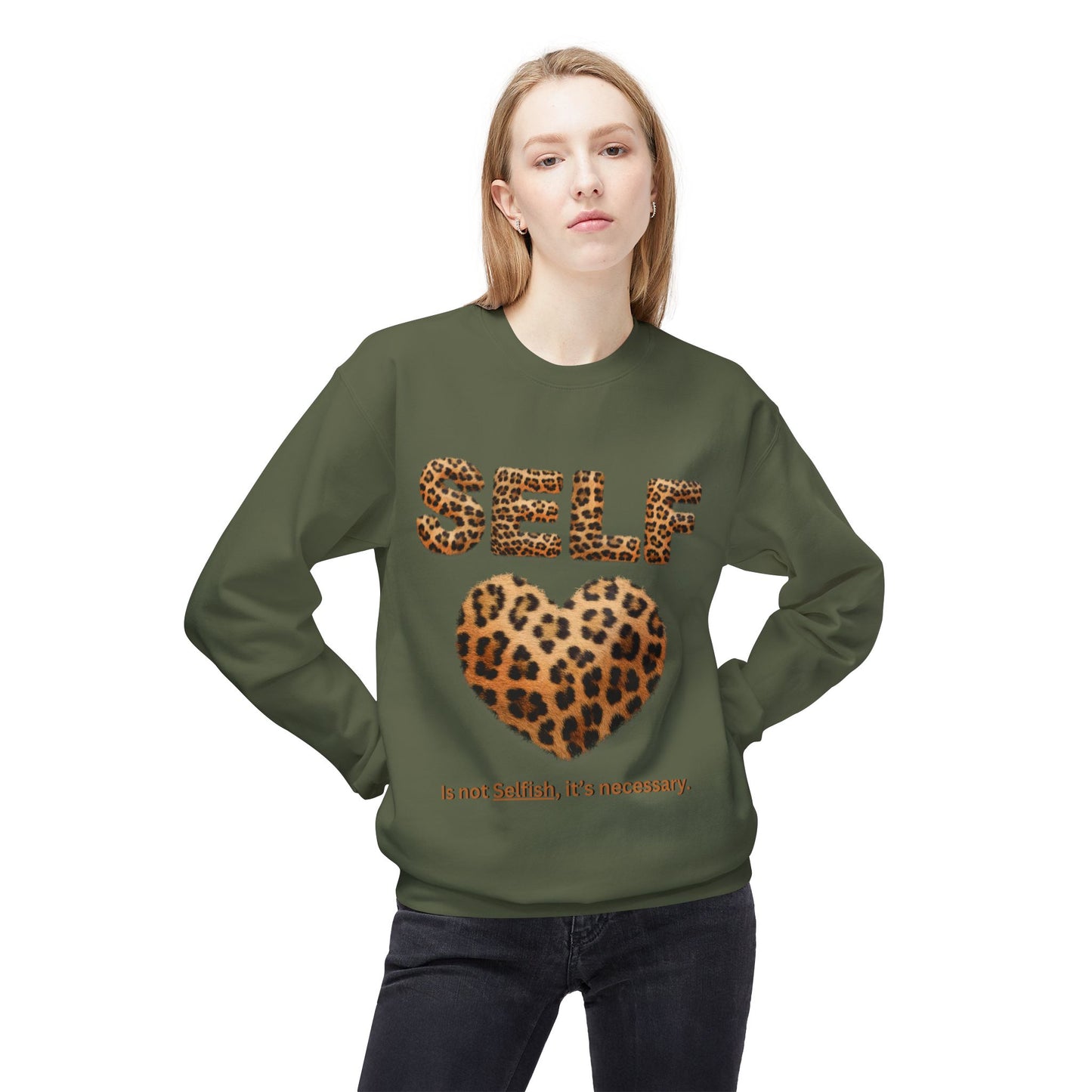 "Self-Love is not Selfish" Unisex Midweight Crewneck Sweatshirt, Women Empowerment Sweatshirt, Love Yourself Shirt
