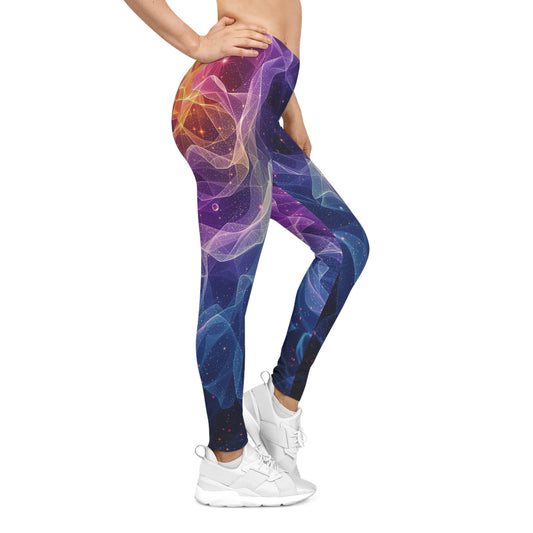 Cosmic Dreams Women's Leggings, Colorful Yoga Pants, Activewear for Women XS TO 2XL, One of a Kind Active Women Pants, Festival Fashion