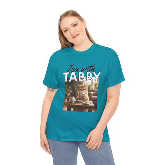 Personalized Tea with Tabby T-Shirt — Custom Cozy Cat Graphic Tee