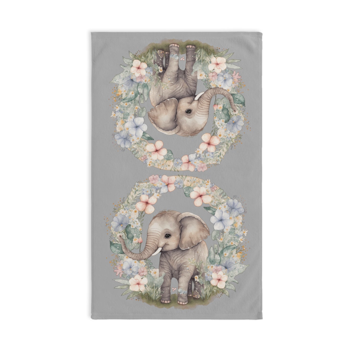 Cute Elephant Hand Towel, Elephant Themed Nursery Decor, Elephant Baby Shower Gift, Floral Bathroom Towel, Child's Room Accessory