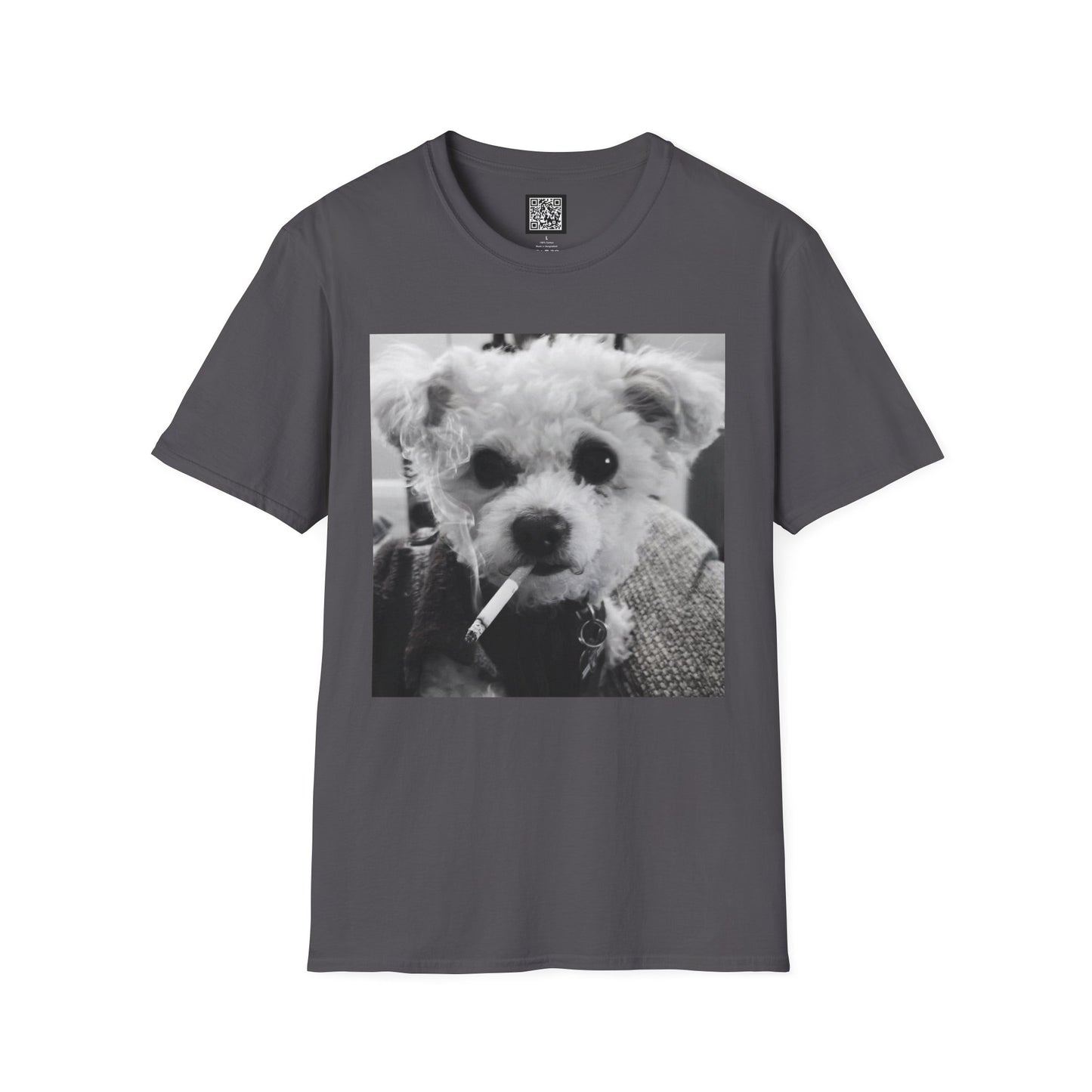 Personalized Smoking Puppy Photo T-Shirt — Retro Black & White Cute Dog Graphic Tee