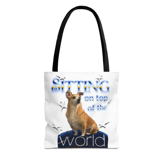 Personalized Tote Bag — "Sitting on Top of the World" Corgi Tote