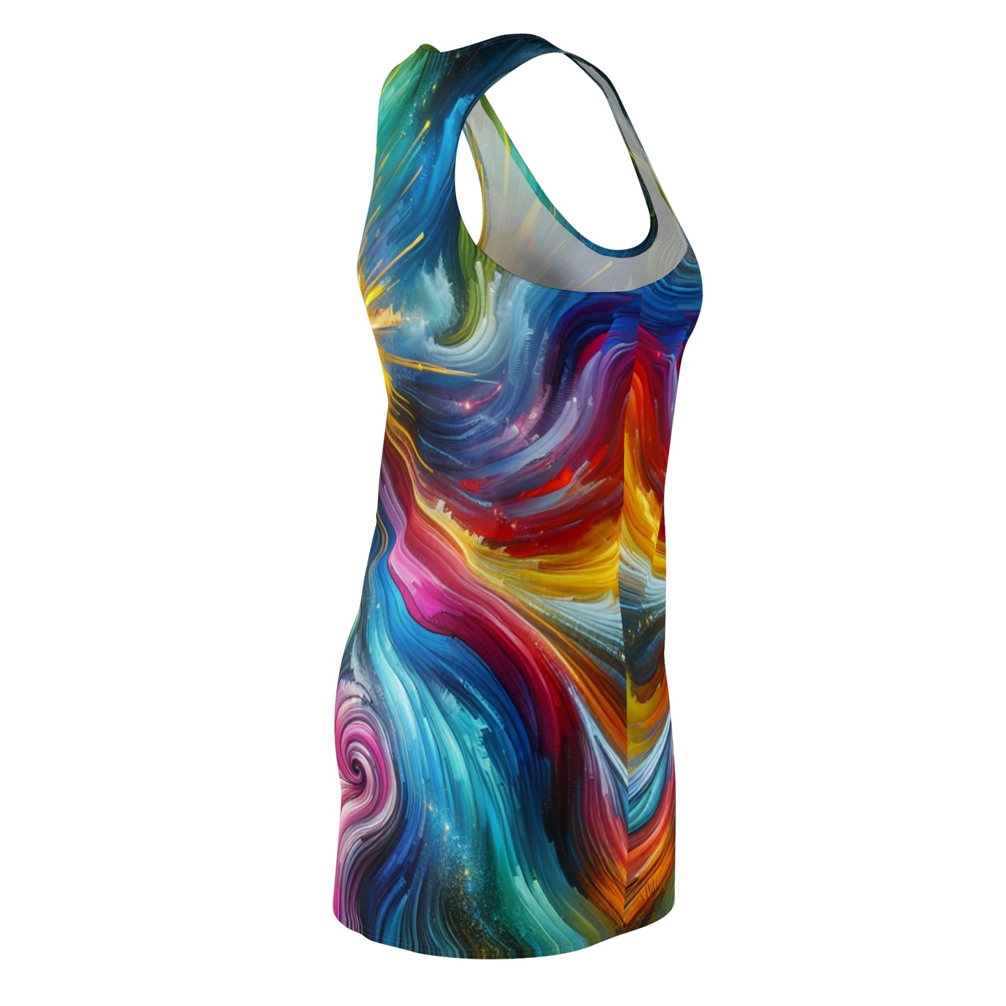 Vibrant Galaxy Racerback Dress, Summer Fashion Dress, Casual Party Outfit, Festival Wear, Colorful Beach Dress, Artistic AOP Dress