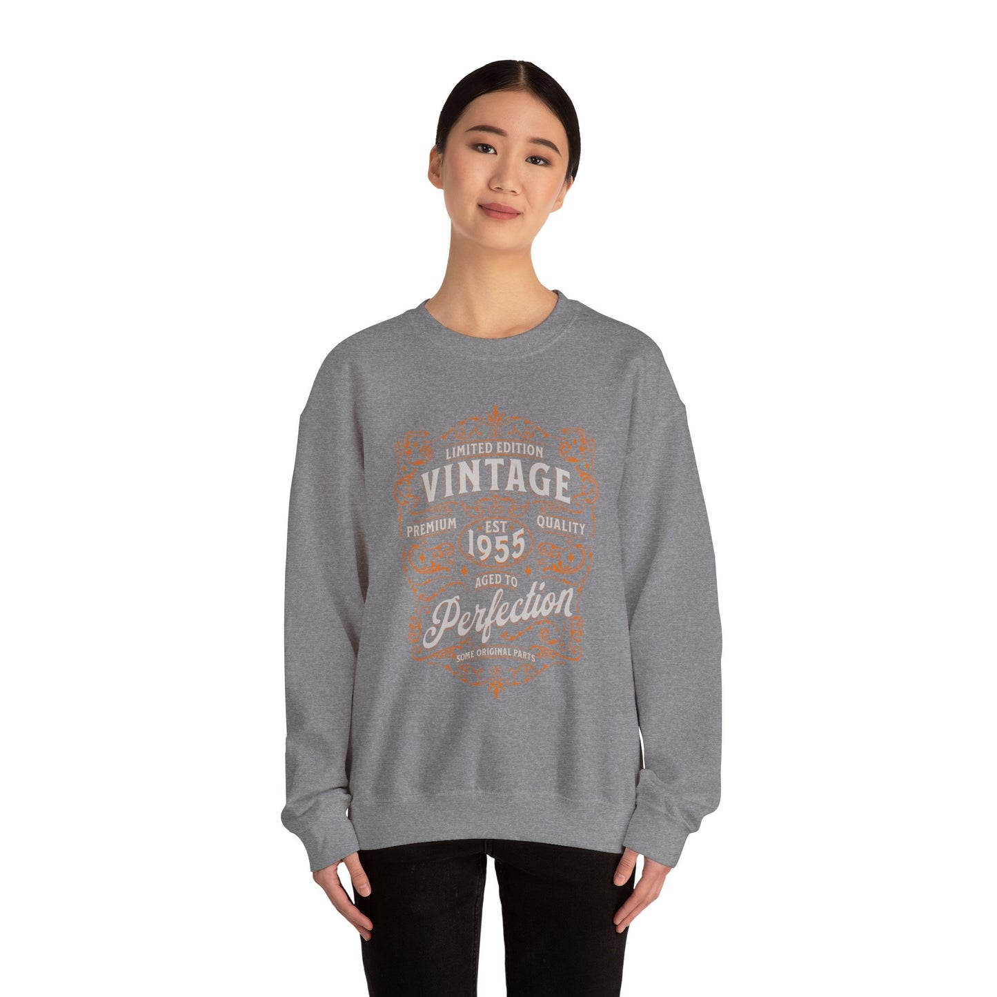 Personalized Vintage Perfection Crewneck Sweatshirt – Retro Graphic Pullover Shirt