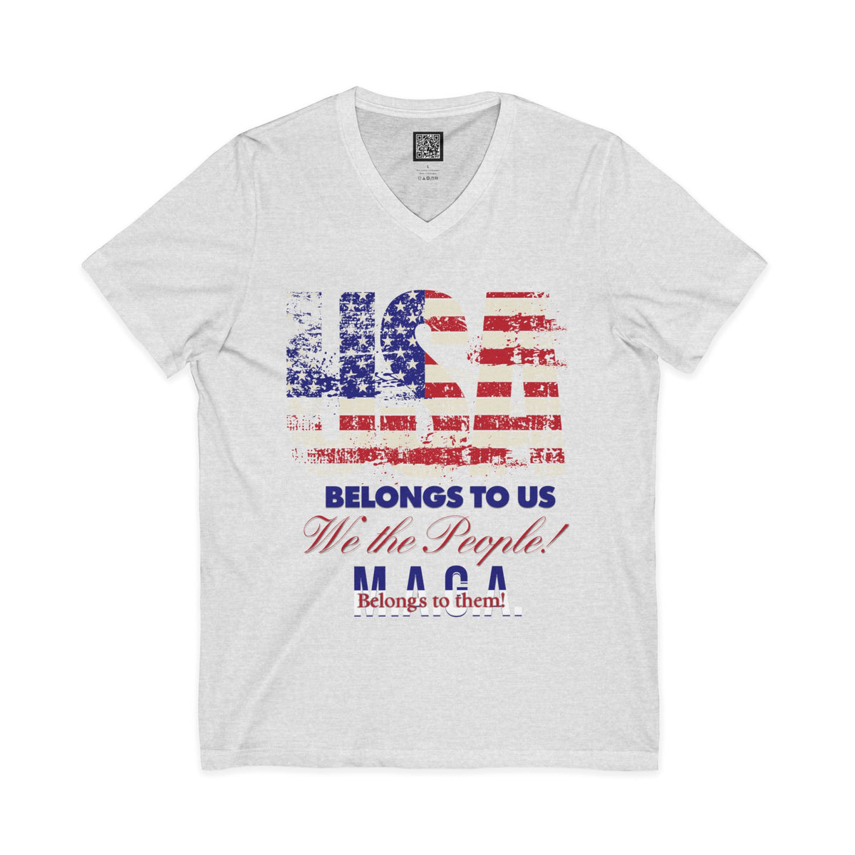 No Kings Protest V-Neck Tee – USA Belongs to We the People, Hands Off Shirt, Fight Oligarchy, Anti-MAGA Tee, S–2XL