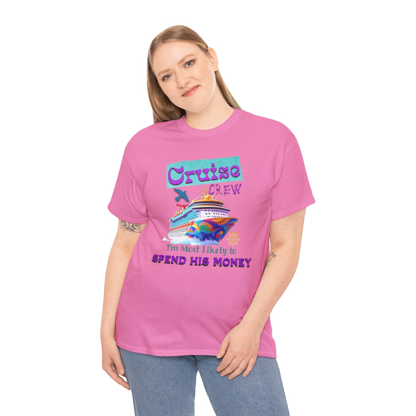 Funny Cruise Crew Tee, Vacation T-Shirt, Gift for Cruise Lovers, Vacation Humor Apparel, Travel Enthusiast Shirt, Spend His Money Tee