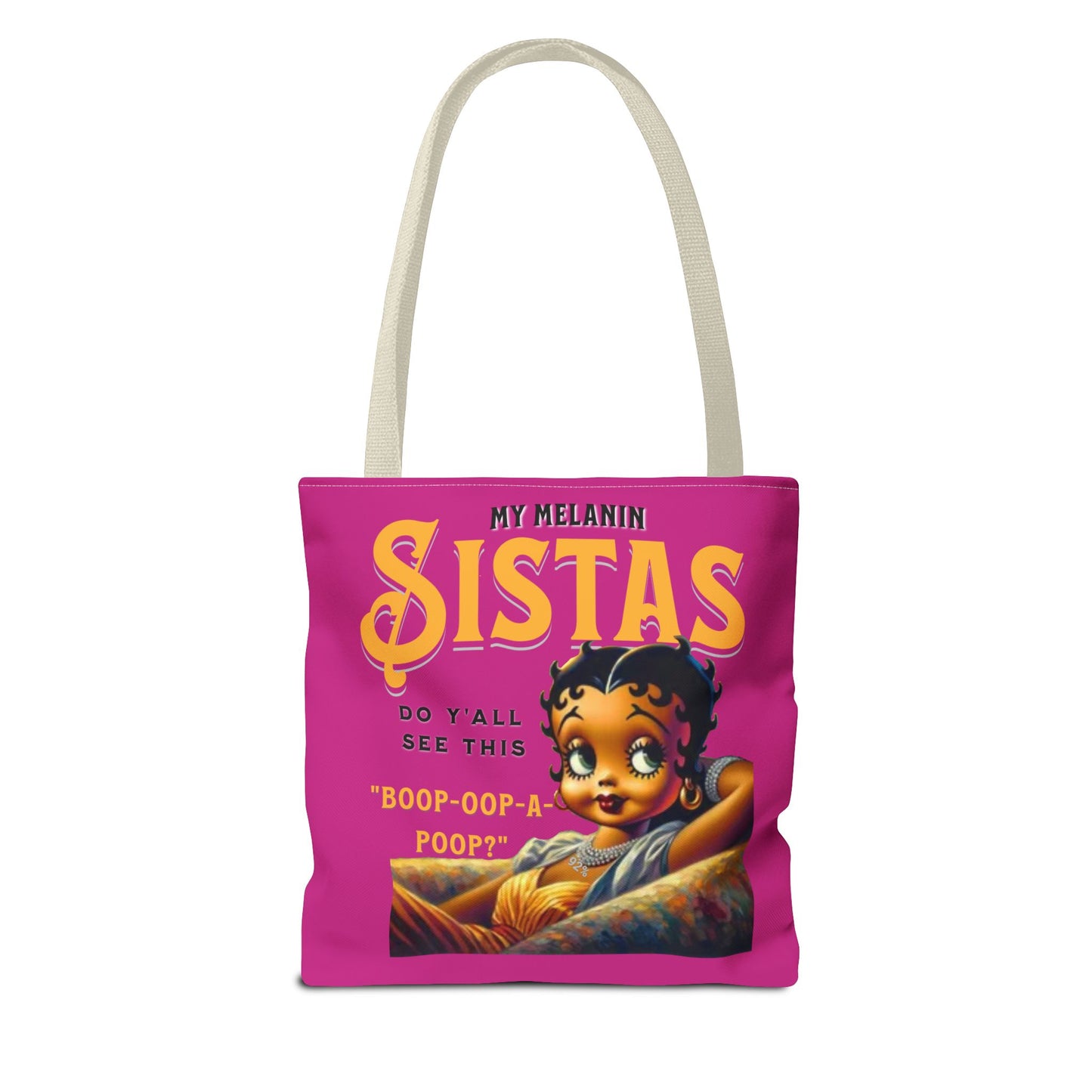 Black Betty Boop Tote Bag, 92 Percent Women Tote Bag, Cute Betty Boop Gift, Pink Betty Boop Tote Bag, Humorous Betty Boop Bag