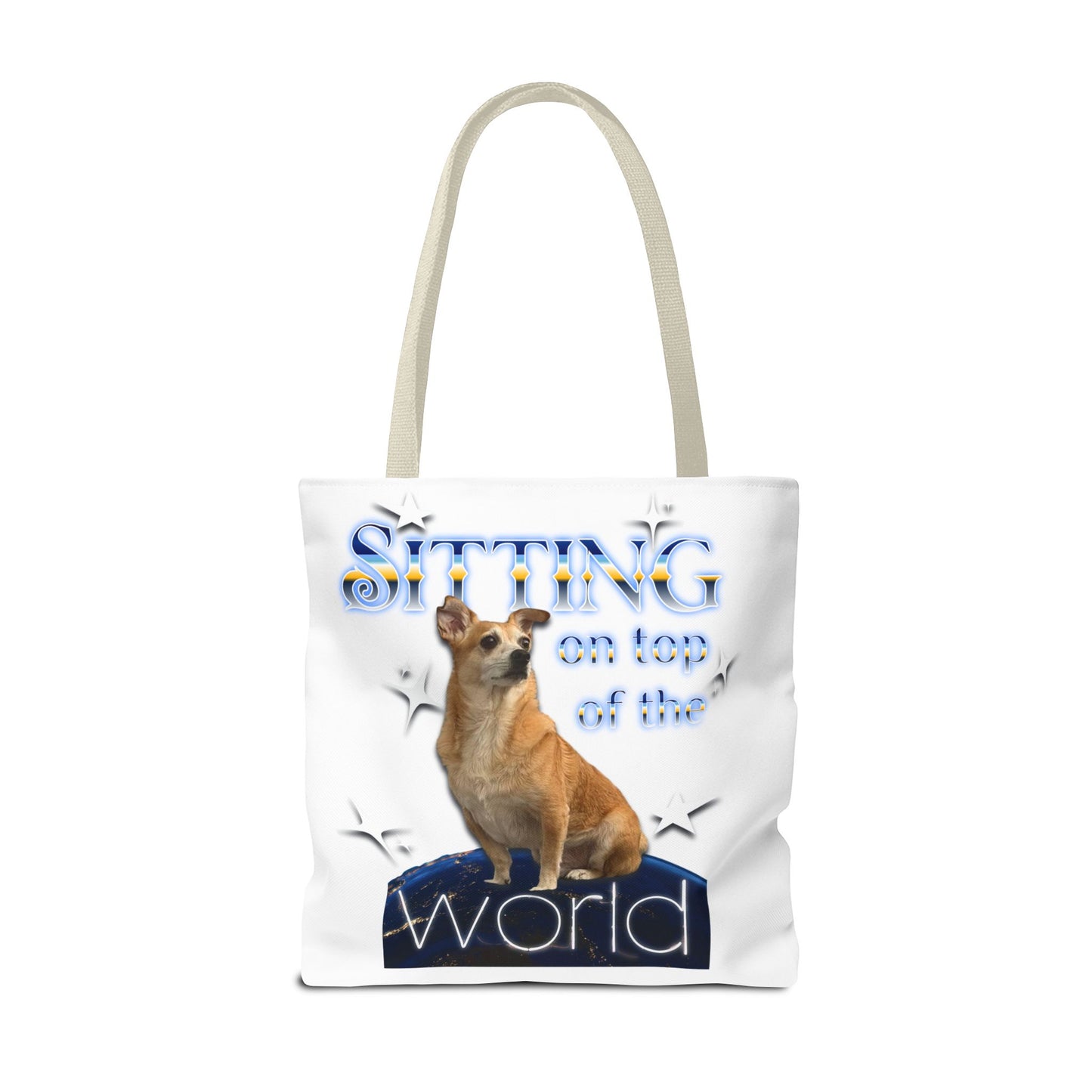 Personalized Tote Bag — "Sitting on Top of the World" Corgi Tote