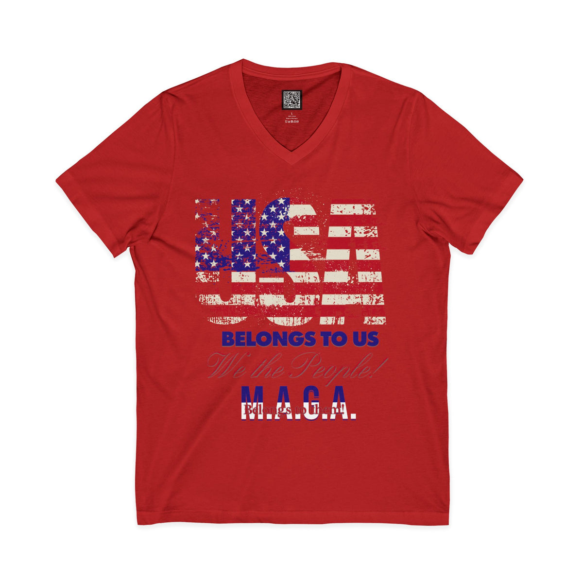 No Kings Protest V-Neck Tee – USA Belongs to We the People, Hands Off Shirt, Fight Oligarchy, Anti-MAGA Tee, S–2XL