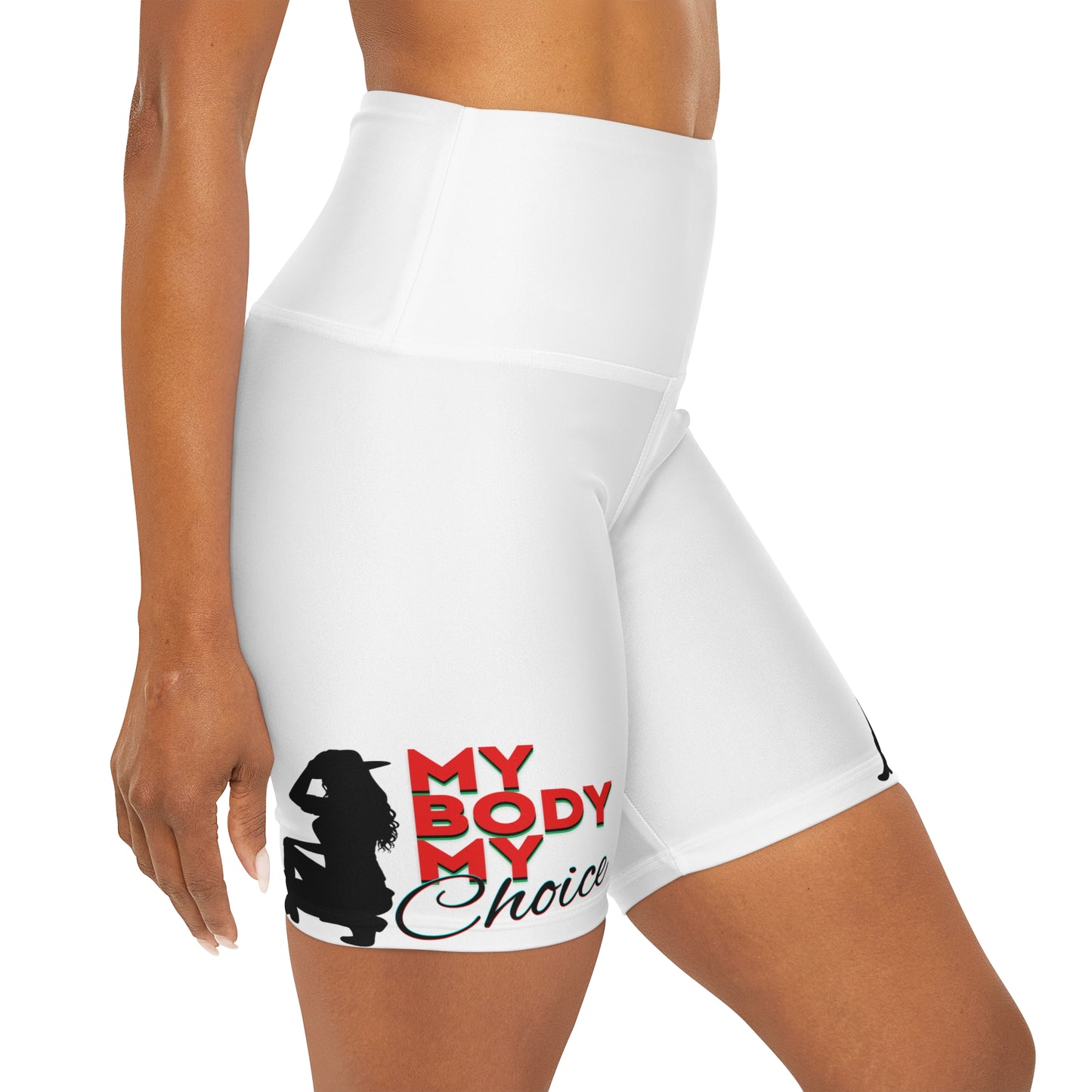 High Waisted Yoga Shorts, My Body My Choice, Pro Choice Clothing, Cute Yoga Shorts,
