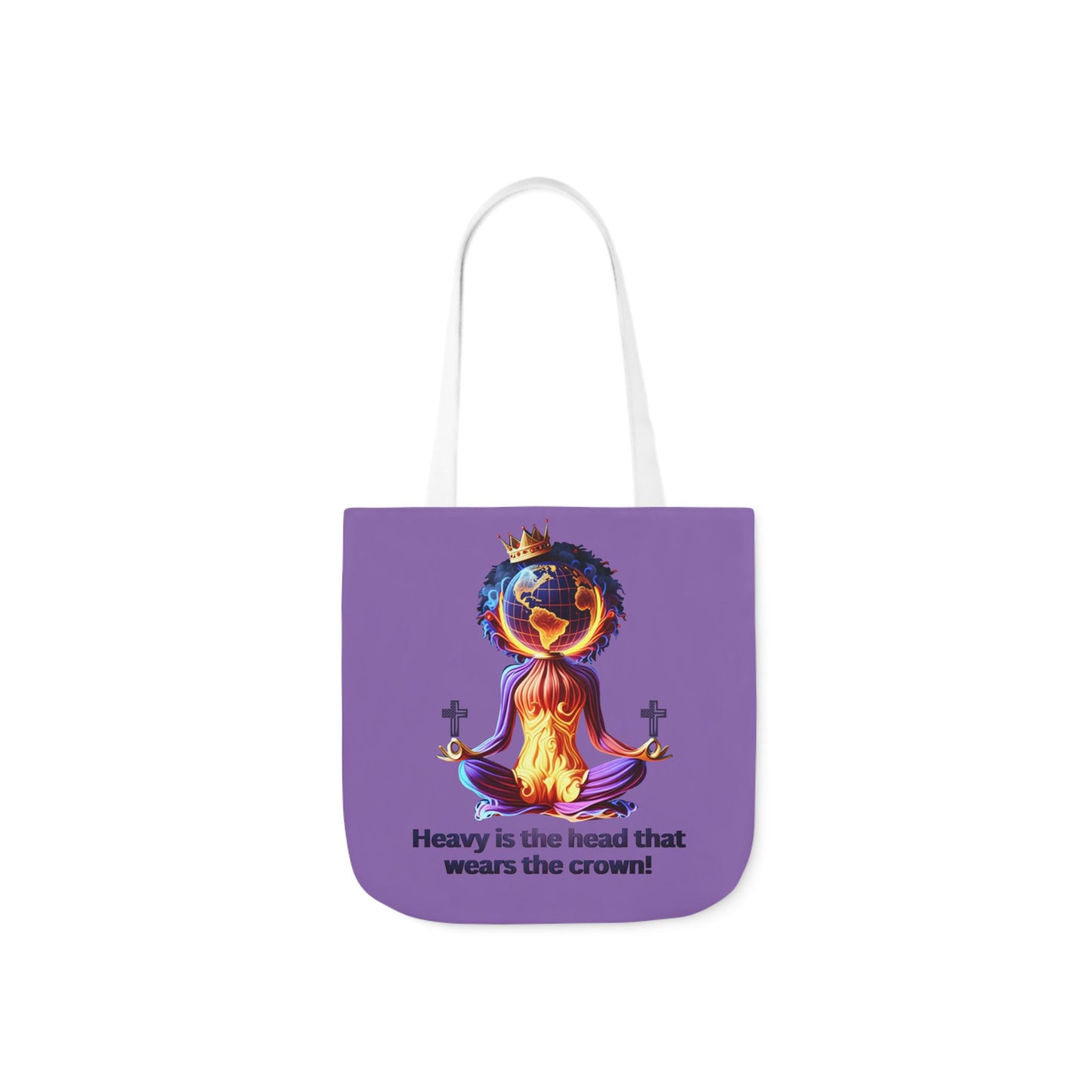 "Heavy is the Head" Canvas Tote Bag, 5-Color Straps, Purple Tote Bag for Women, Purple Inspirational Tote Bag for Women, Tote Bag Gift for Women