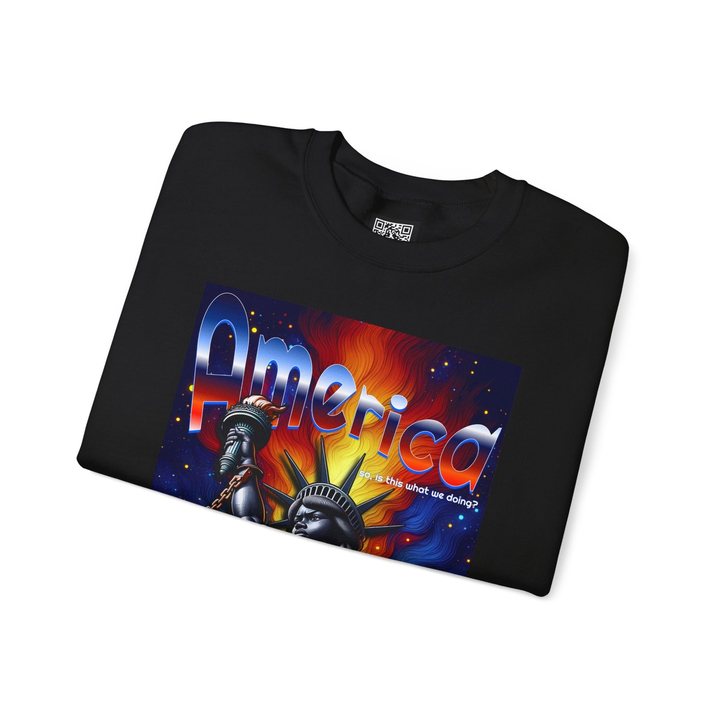 America Graphic Crewneck Sweatshirt - Juneteenth Unisex Heavy Blend™ - Casual Activist Fashion, No Kings Protest Shirt, Hands Off Protest Tee