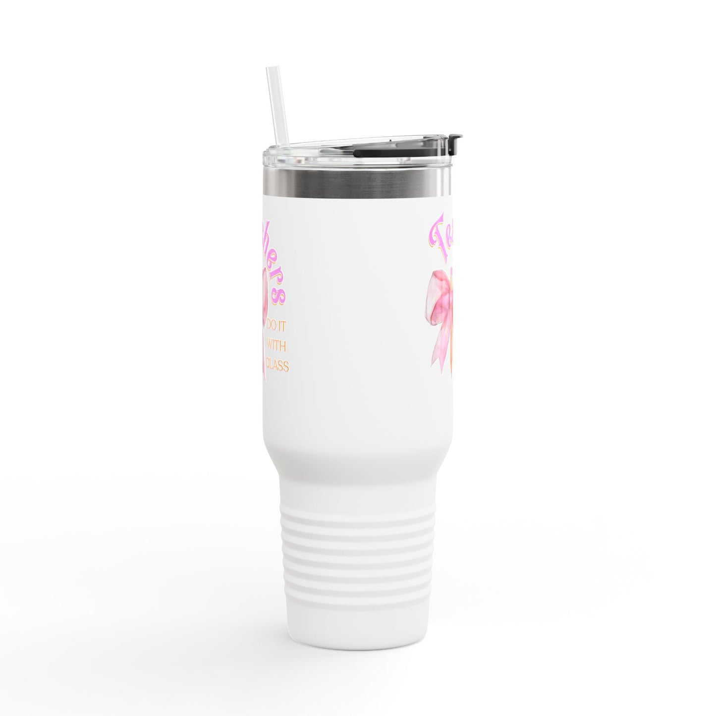 Stylish Insulated Travel Mug for Teachers, Cute 40oz Coquette Teacher Tumbler, Gifts for Educators, Coffee Lover Travel Cup, Back to School Mug Gift
